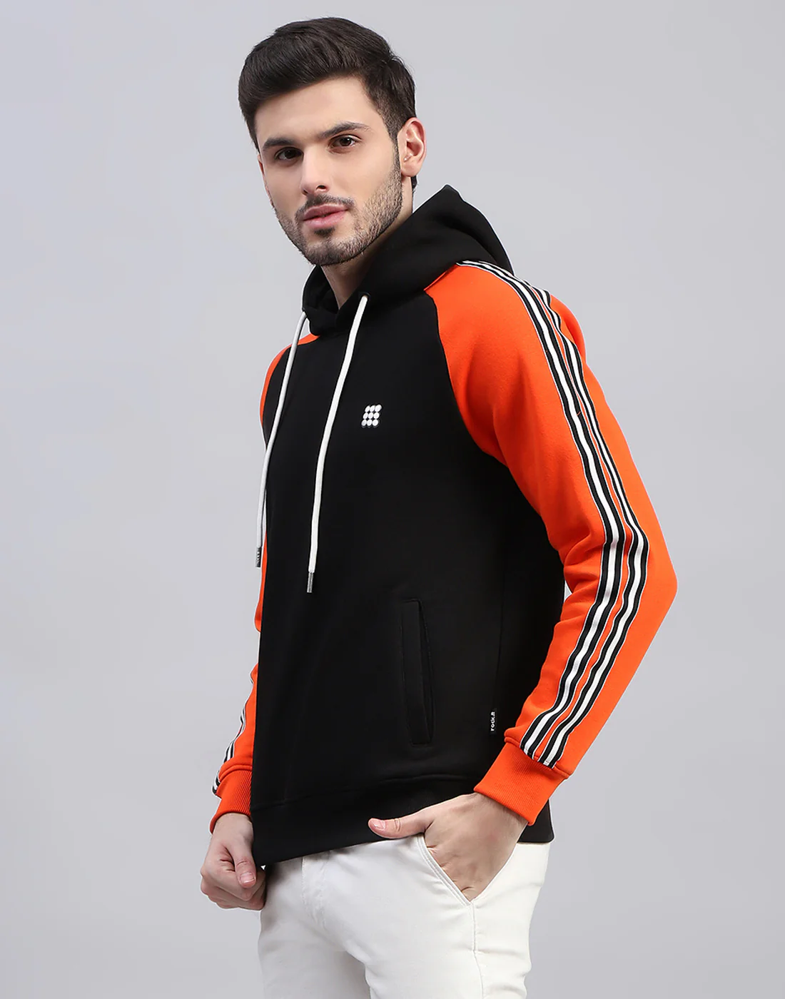 Rock.it Men Black Solid Hooded Full Sleeve Sweatshirt - Image 3