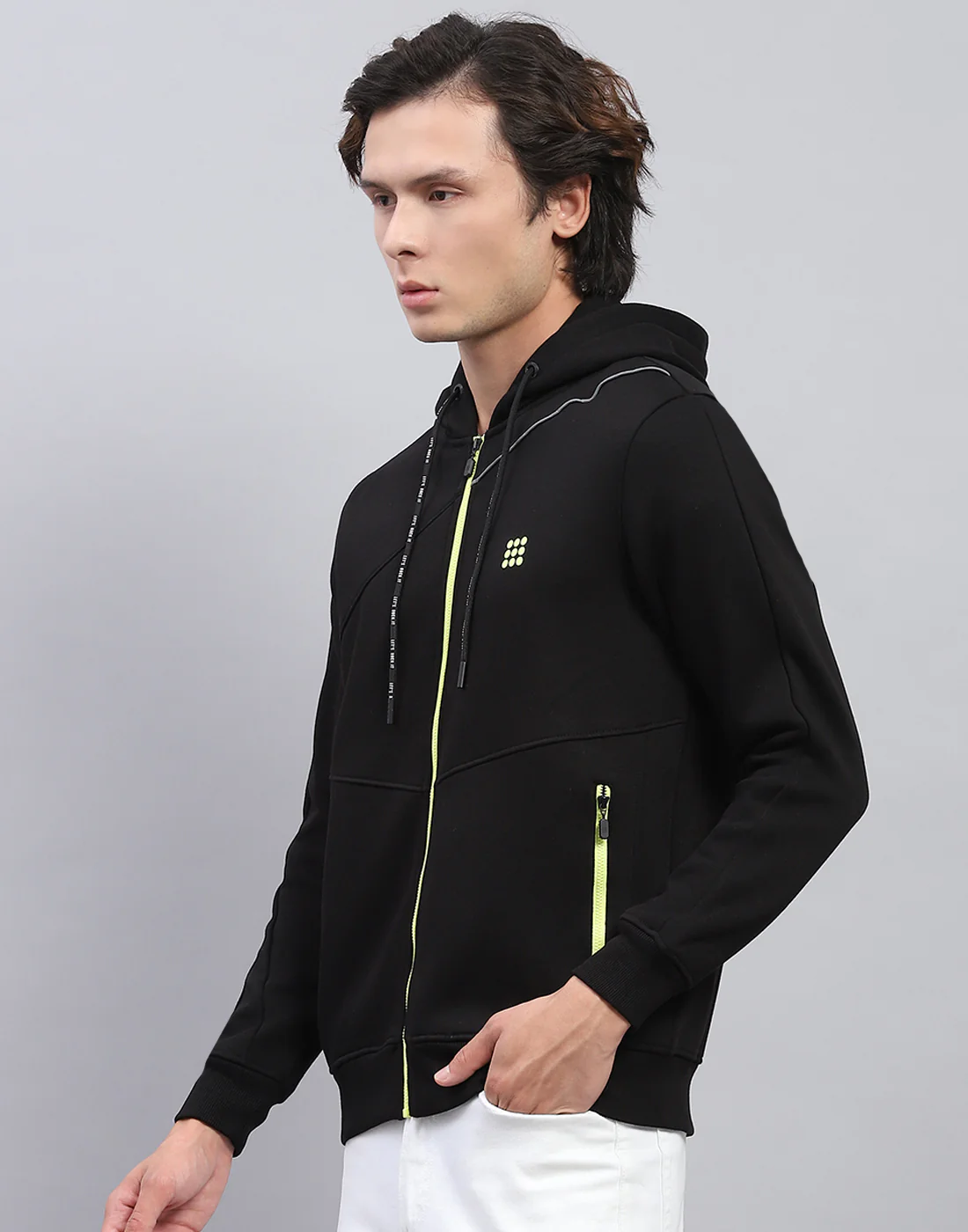 Rock.it Men Black Solid Hooded Full Sleeve Sweatshirt - Image 3