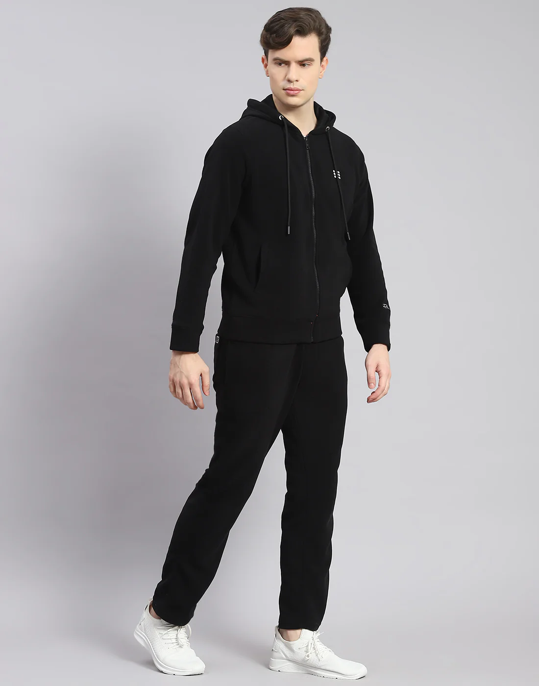 Rock.it Men Black Solid Hooded Full Sleeve Tracksuit - Image 4