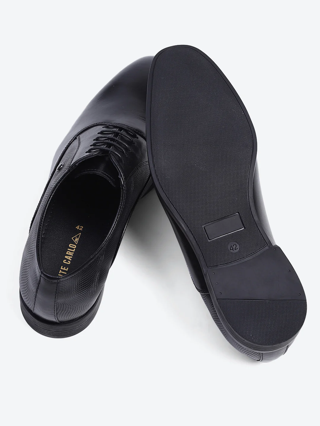 Men Black Solid Lace Up Genuine Leather Formal Oxfords - Image 7
