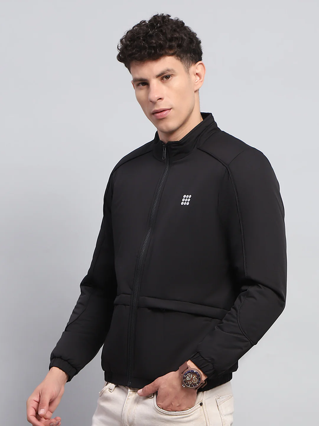 Rock.it Men Black Solid Mock Neck Full Sleeve Jacket - Image 3