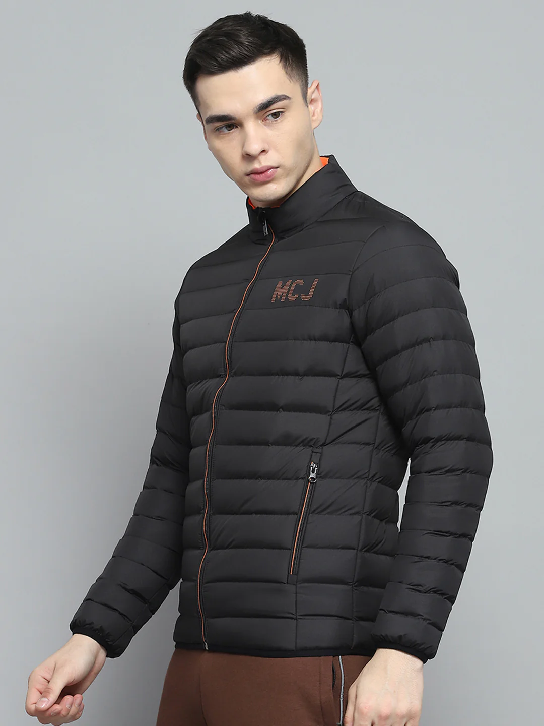 Men Black Solid Mock Neck Full Sleeve Jacket - Image 3