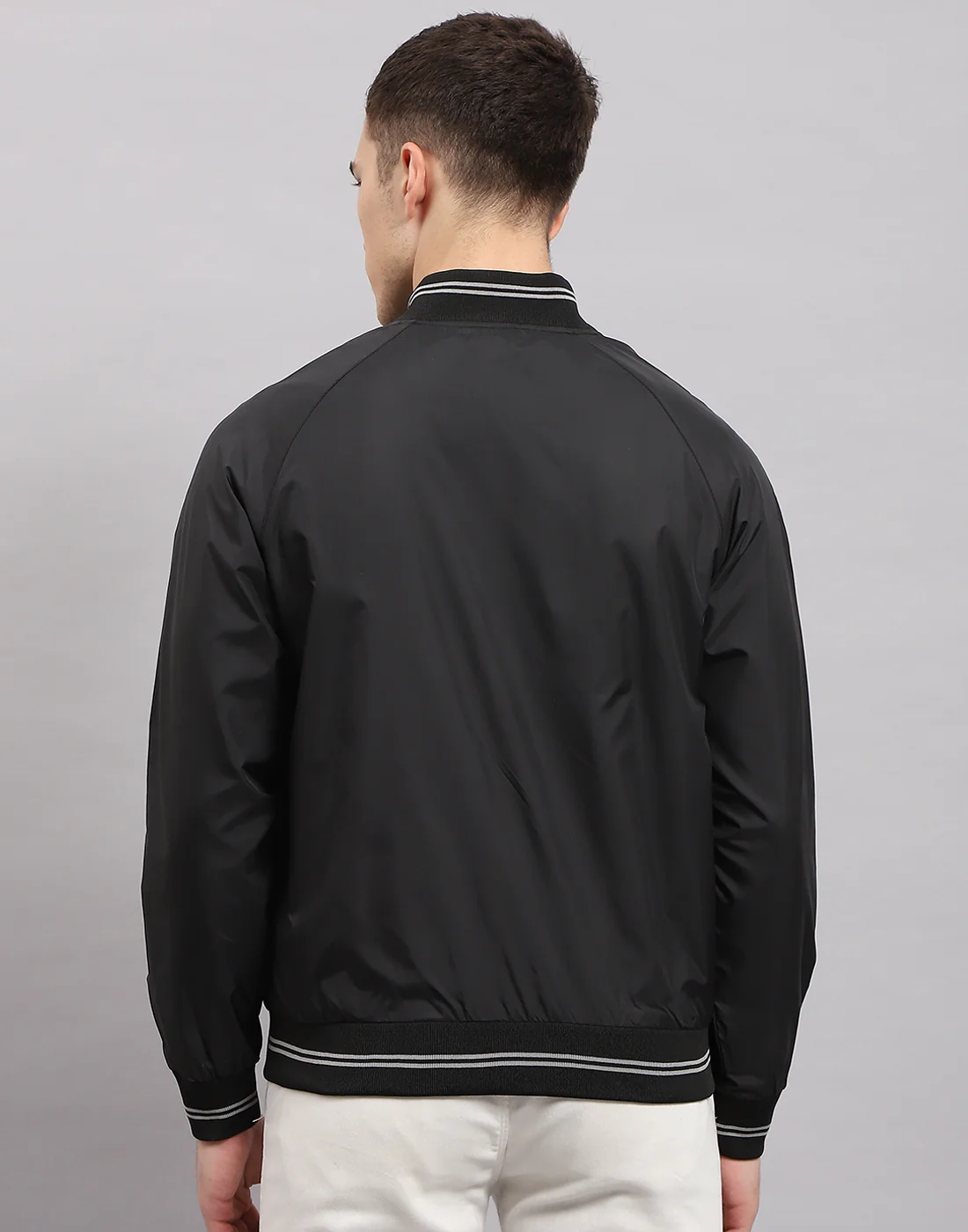 Men Black Solid Mock Neck Full Sleeve Jacket - Image 5
