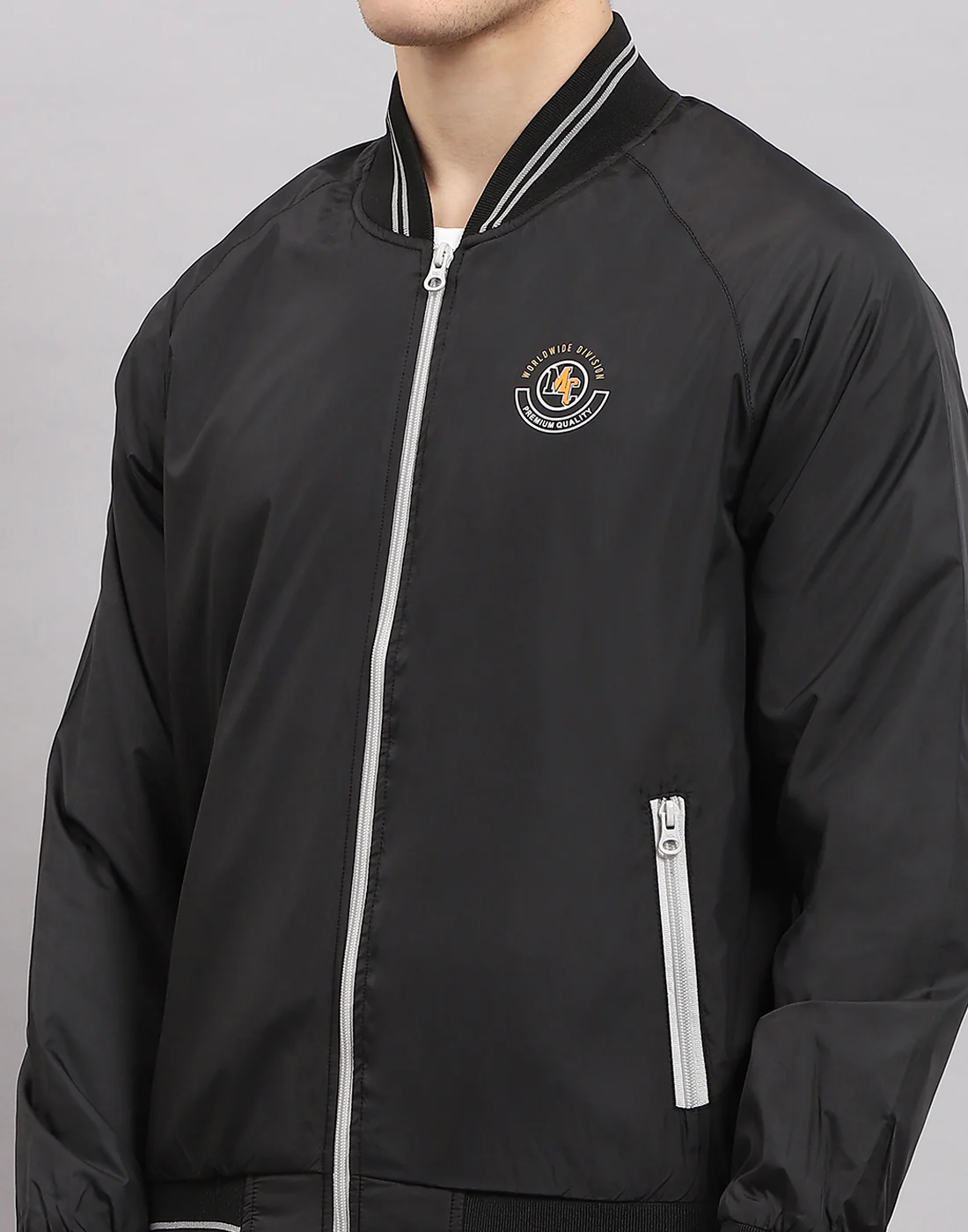 Men Black Solid Mock Neck Full Sleeve Jacket - Image 6