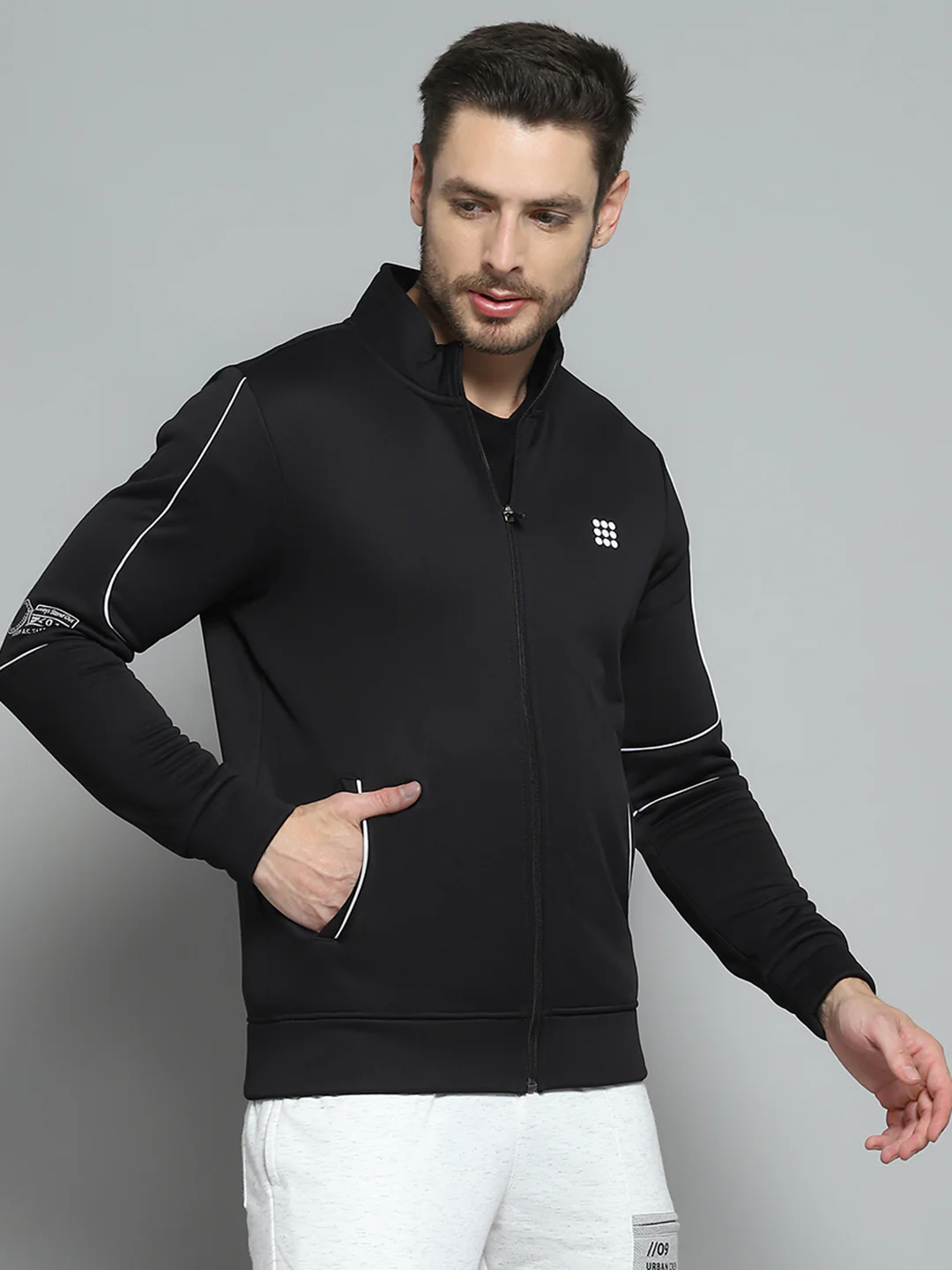Rock.it Men Black Solid Mock Neck Full Sleeve Sweatshirt - Image 4