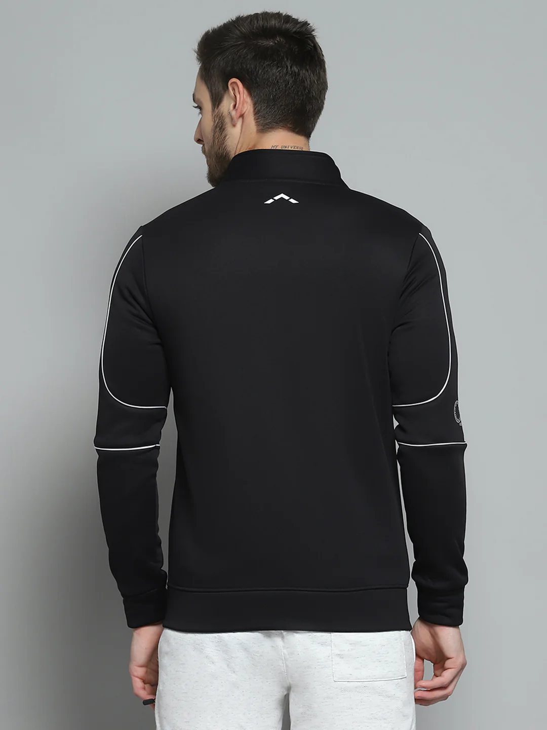 Rock.it Men Black Solid Mock Neck Full Sleeve Sweatshirt - Image 5