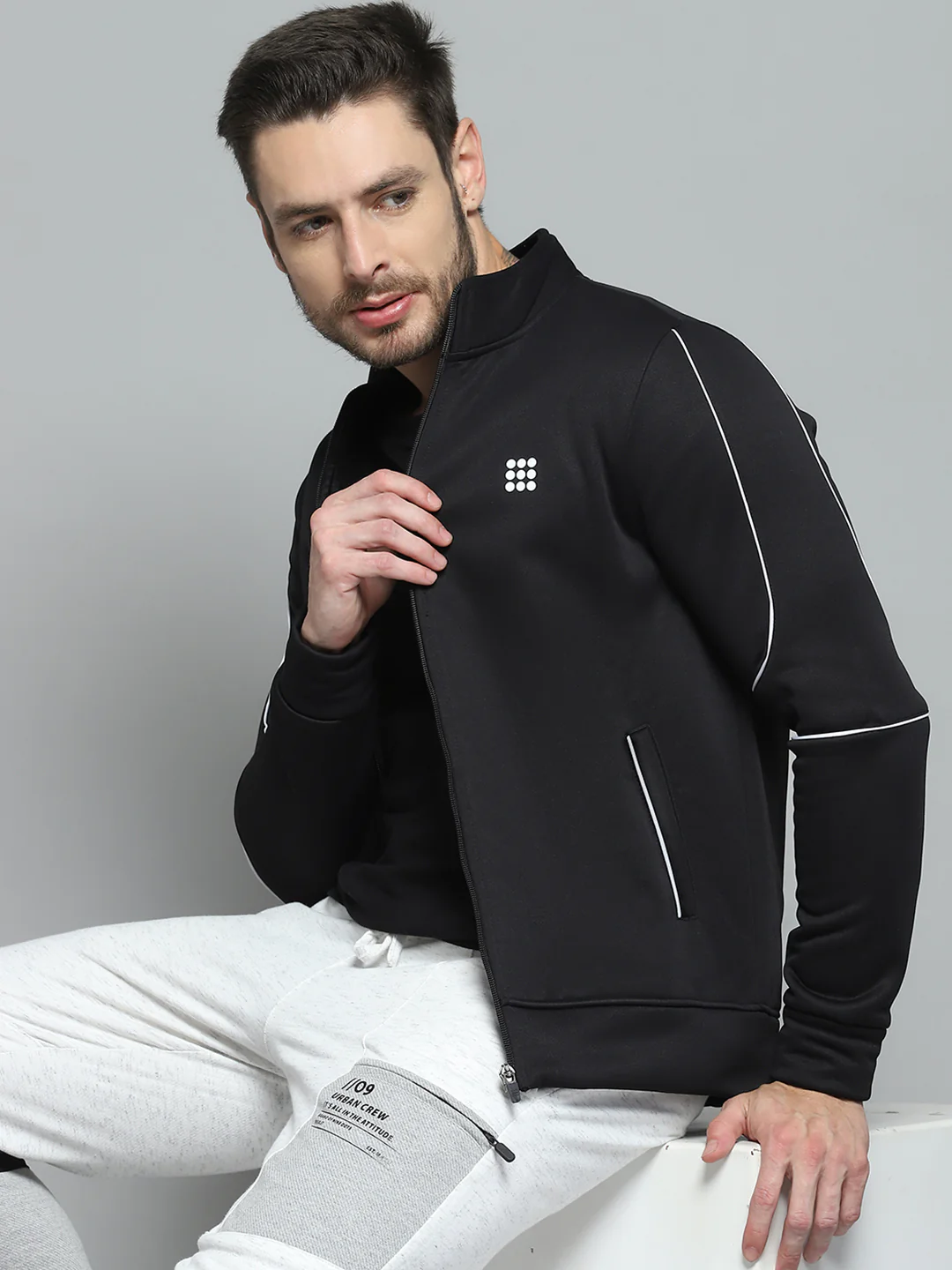 Rock.it Men Black Solid Mock Neck Full Sleeve Sweatshirt - Image 6