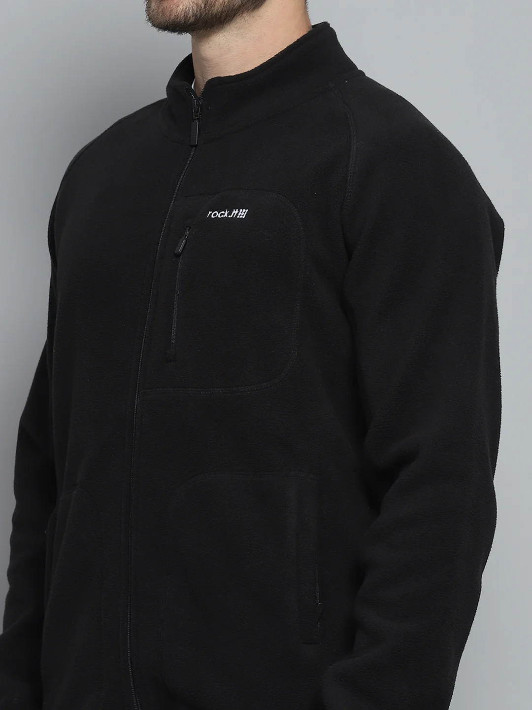Rock.it Men Black Solid Mock Neck Full Sleeve Sweatshirt - Image 7