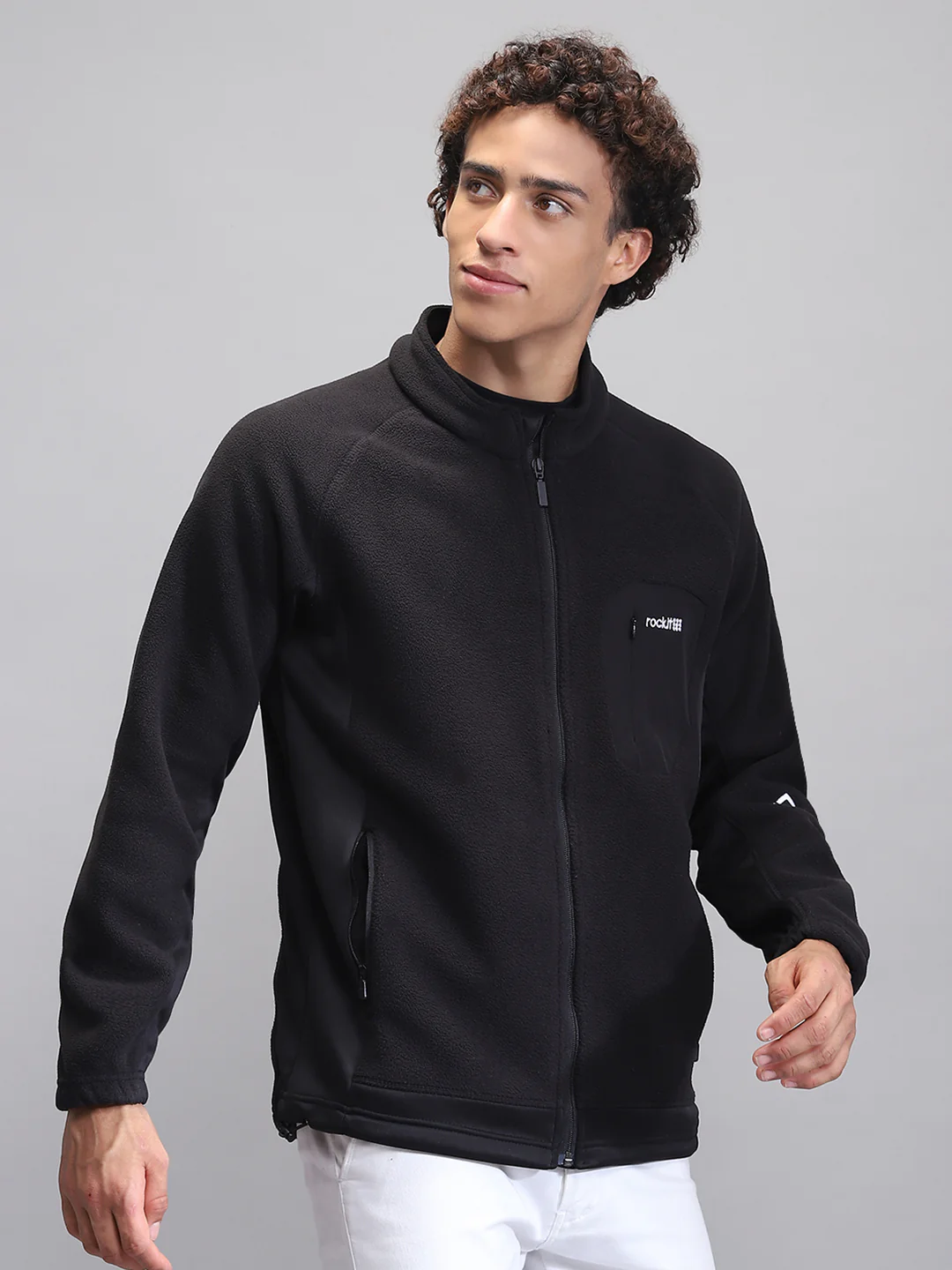 Rock.it Men Black Solid Mock Neck Full Sleeve Sweatshirt - Image 4