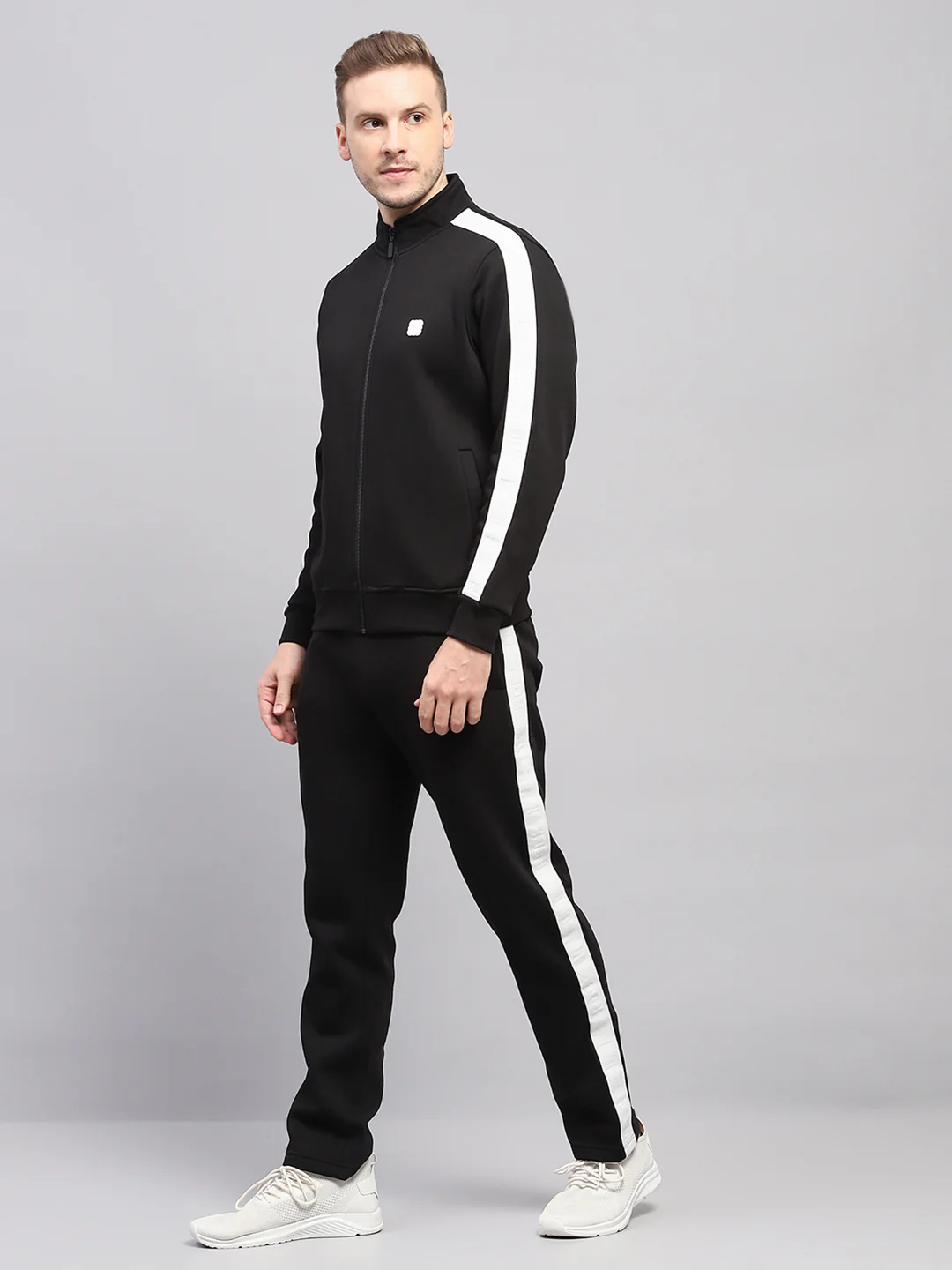 Rock.it Men Black Solid Mock Neck Full Sleeve Winter Tracksuit - Image 3