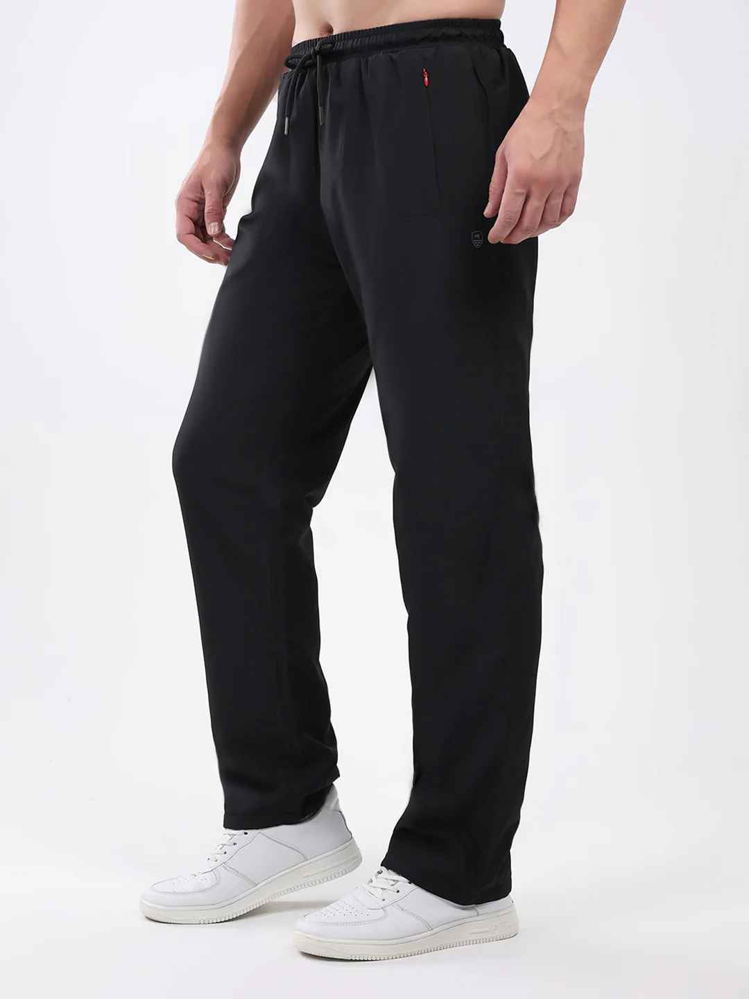 Men Black Solid Mock Neck Full Sleeve Winter Tracksuit - Image 7