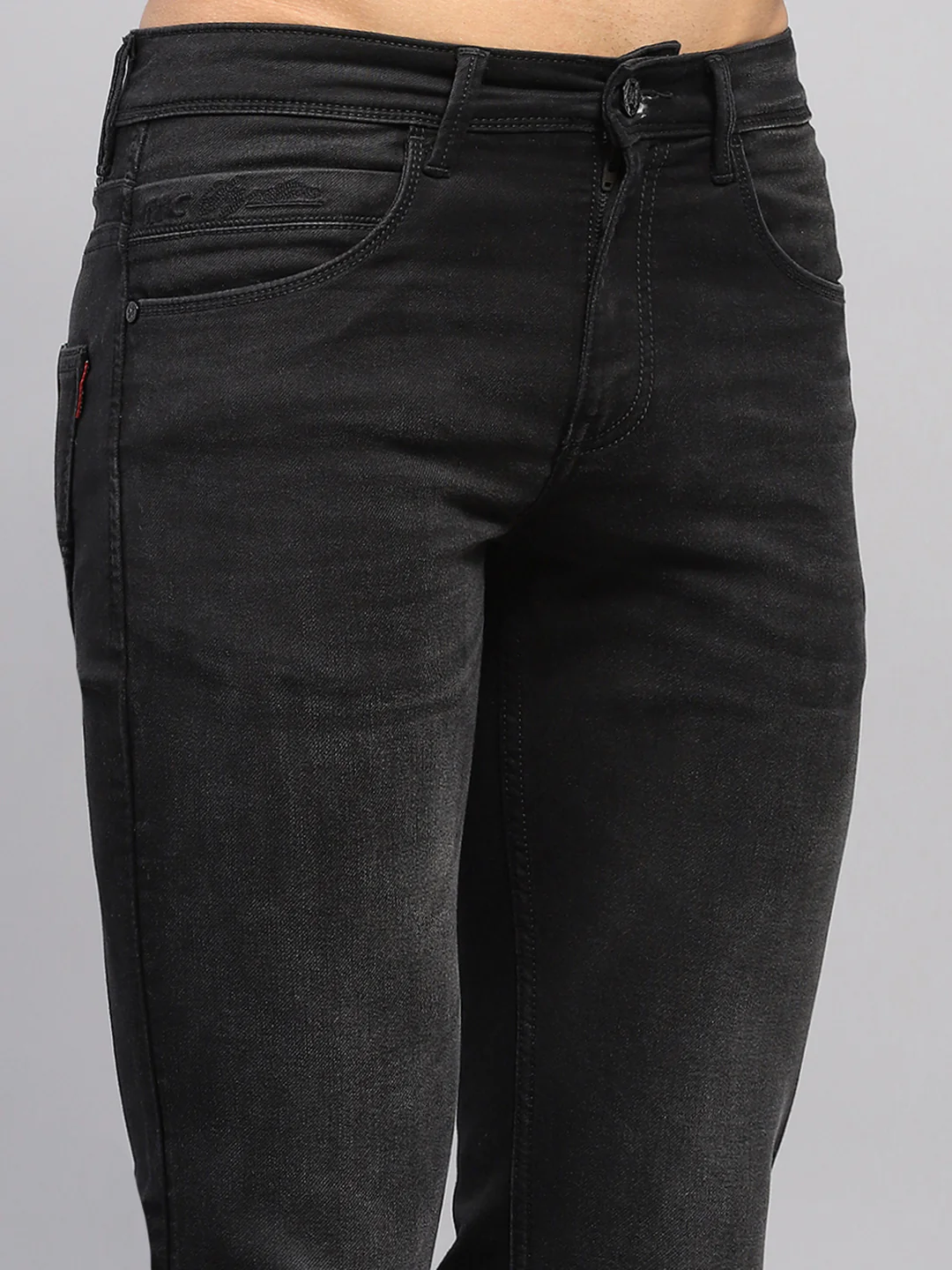 Men Black Solid Narrow Fit Denim - Image 6