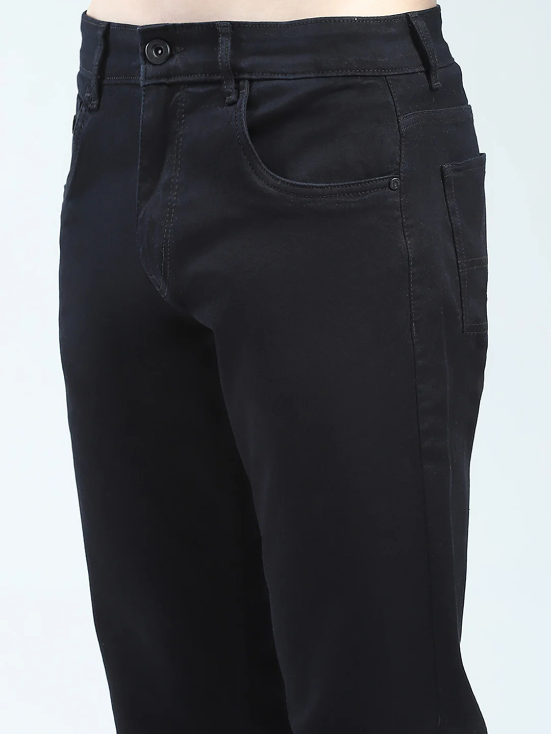 Men Black Solid Narrow Fit Denim - Image 6