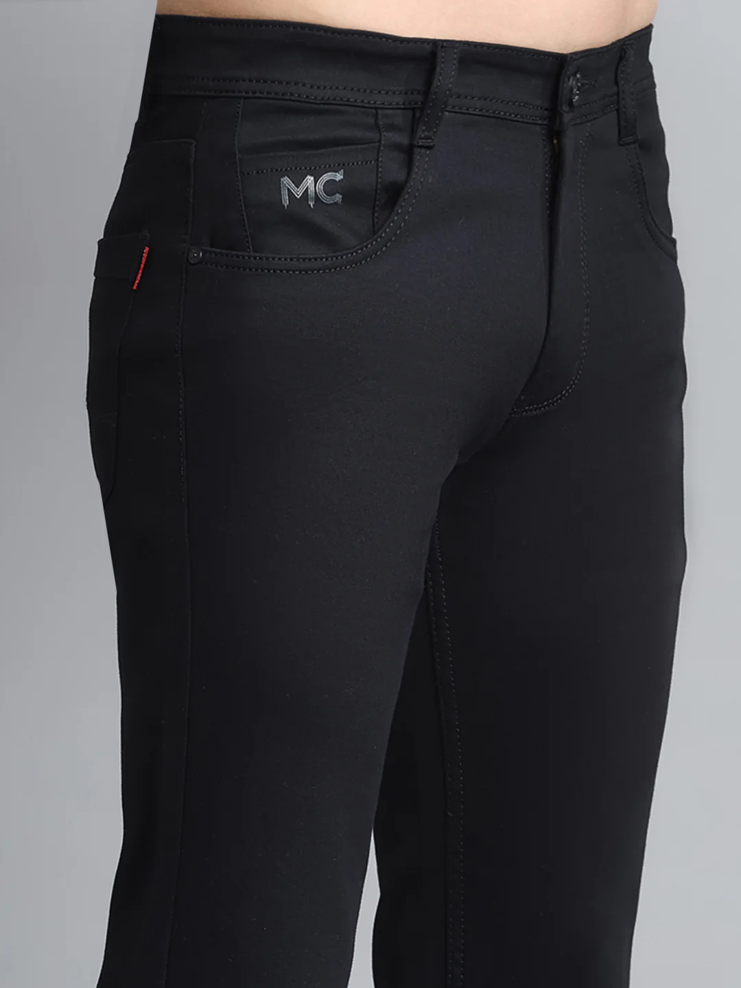 Men Black Solid Narrow Fit Denim - Image 6