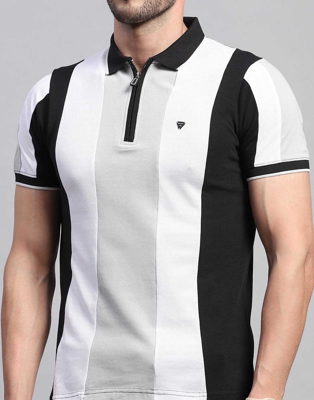Men Black Solid Polo Collar Half Sleeve T-Shirt - Image 7