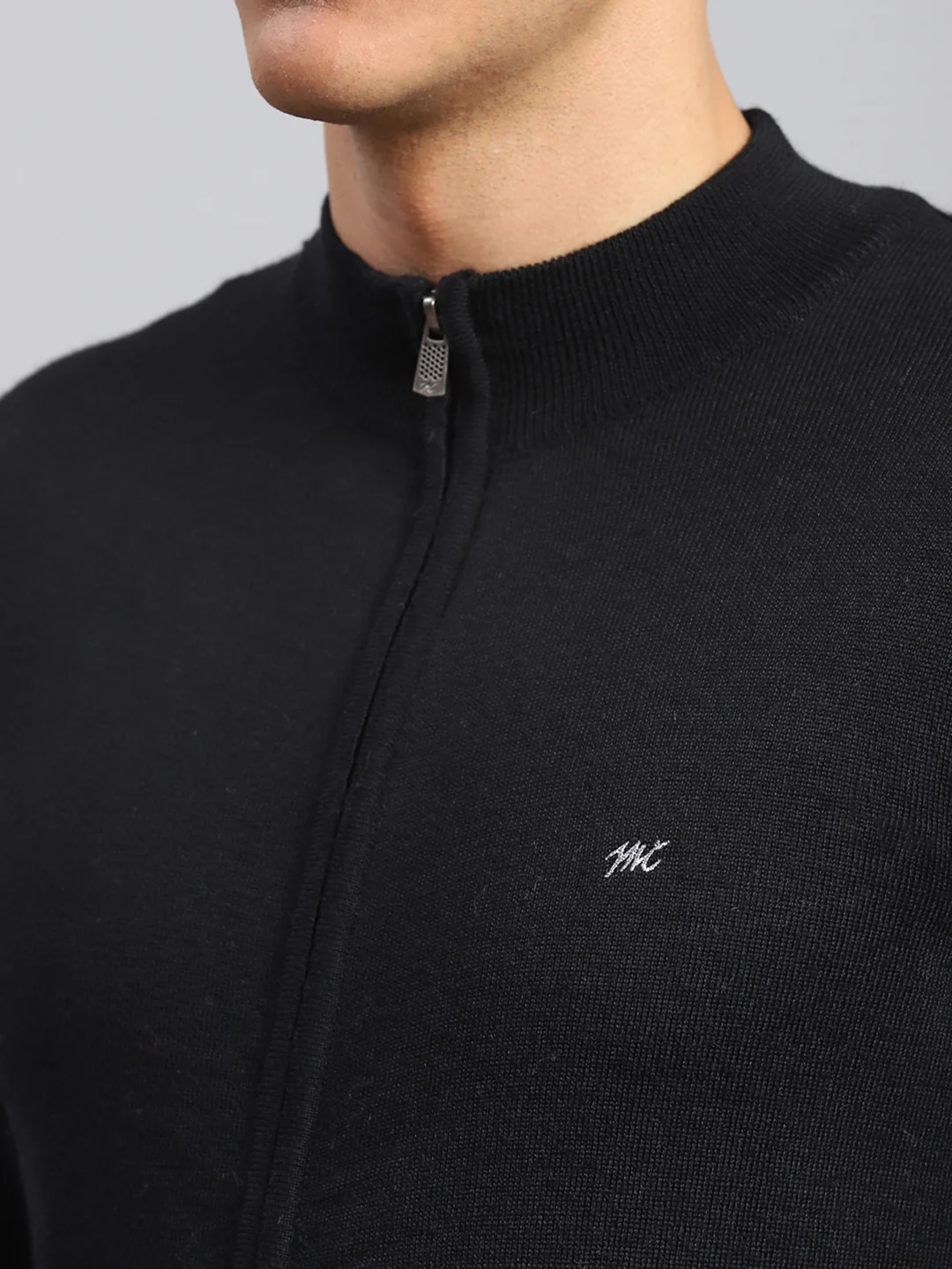 Men Black Solid Pure wool Pullover - Image 6