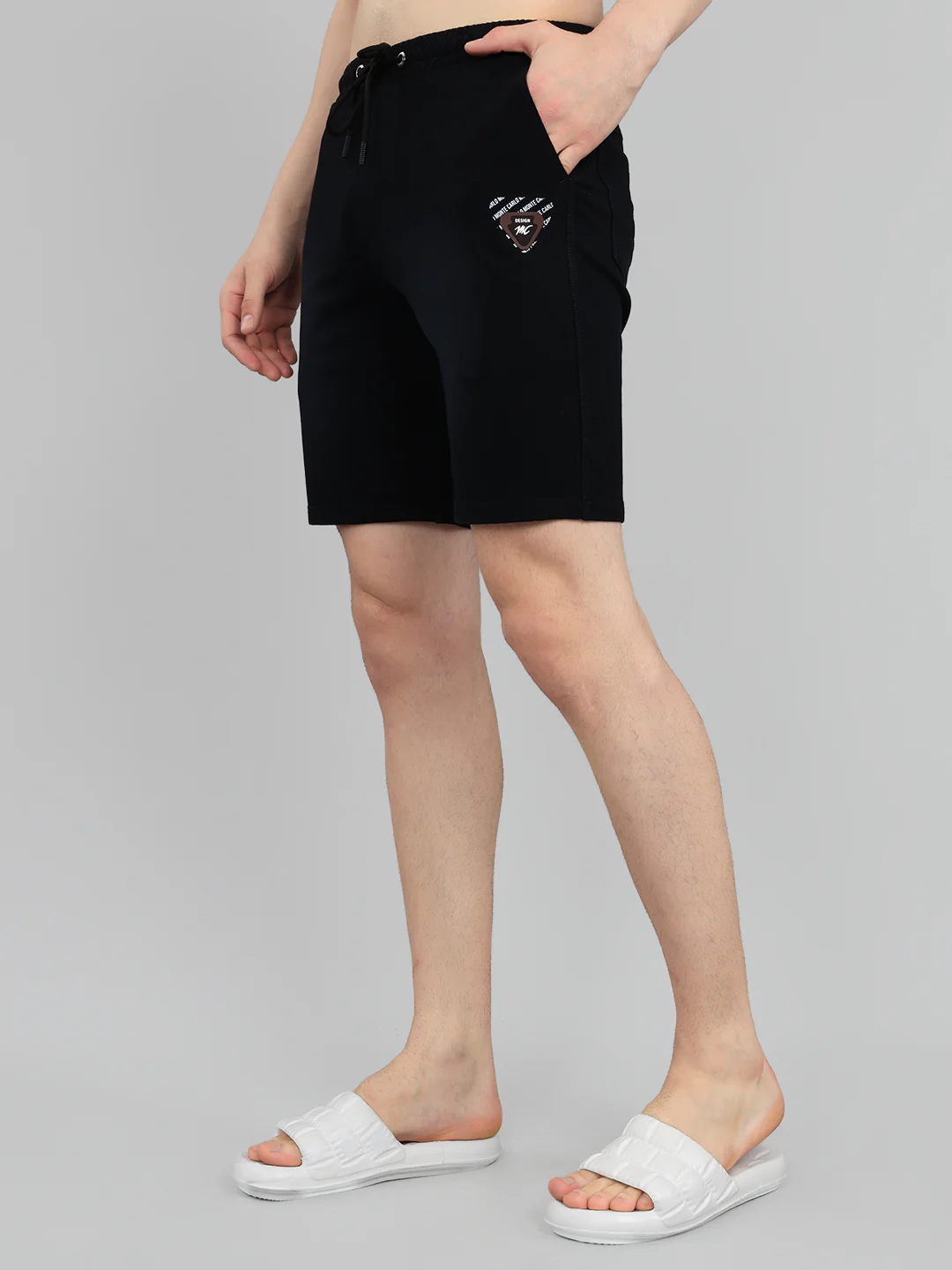 Men Black Solid Regular Fit Bermuda - Image 2