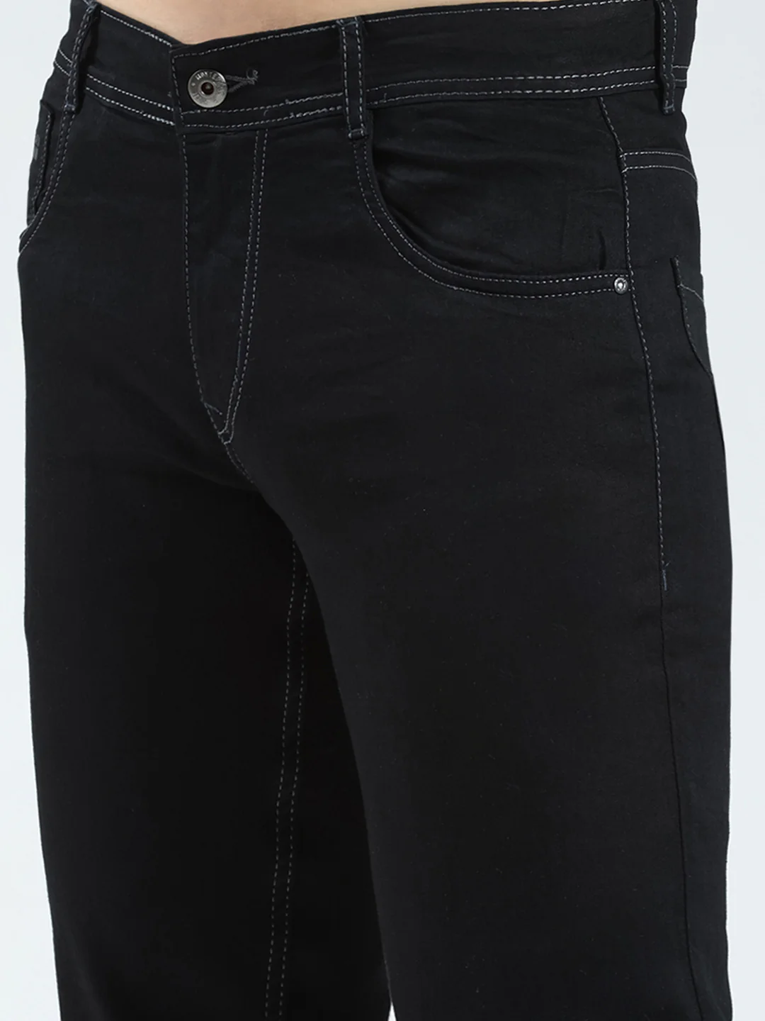 Men Black Solid Skinny Fit Denim - Image 6