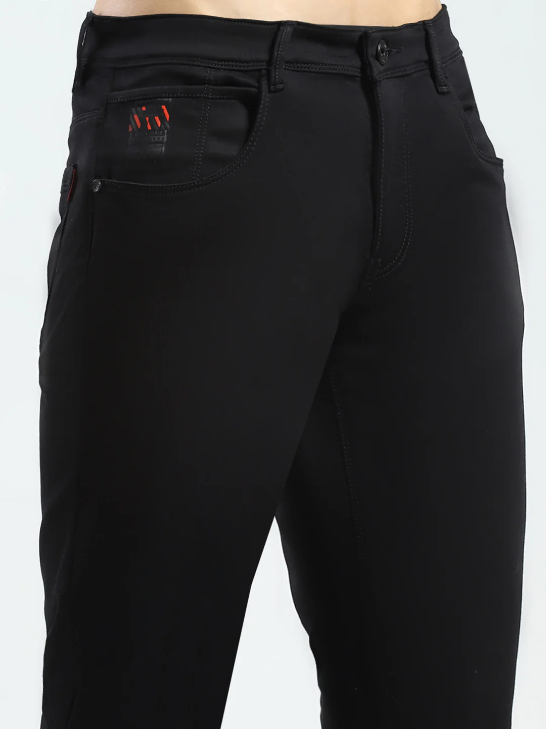 Men Black Solid Skinny Fit Denim - Image 6