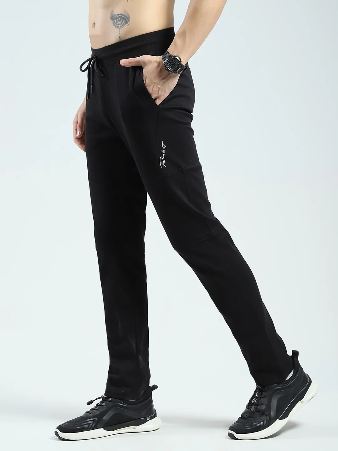 Rock.it Men Black Solid Regular Fit Lower - Image 3