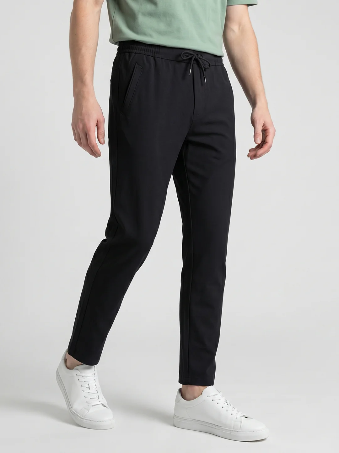 Men Black Solid Regular Fit Lower - Image 2
