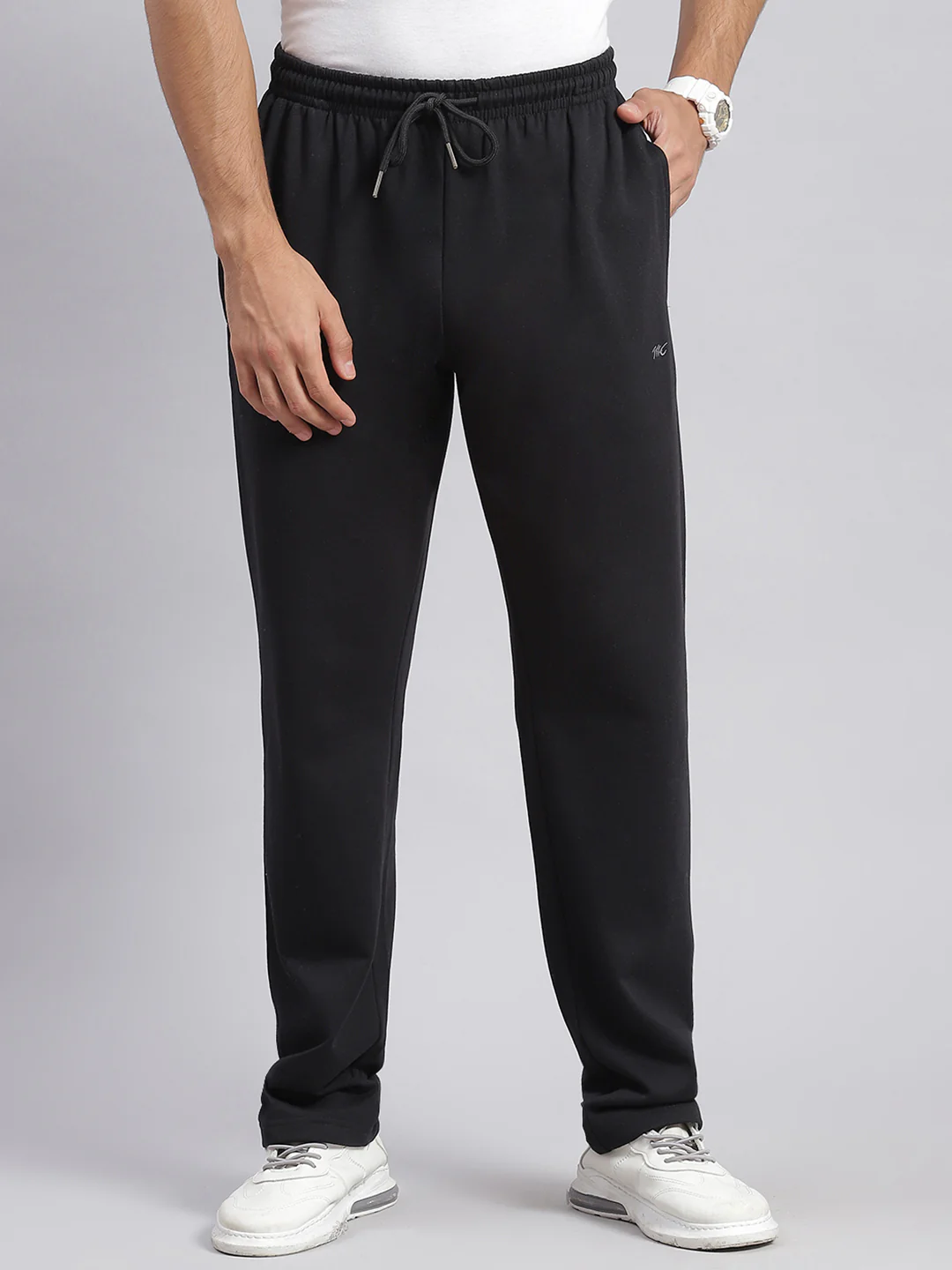 Men Black Solid Regular Fit Winter Lowers - Image 2