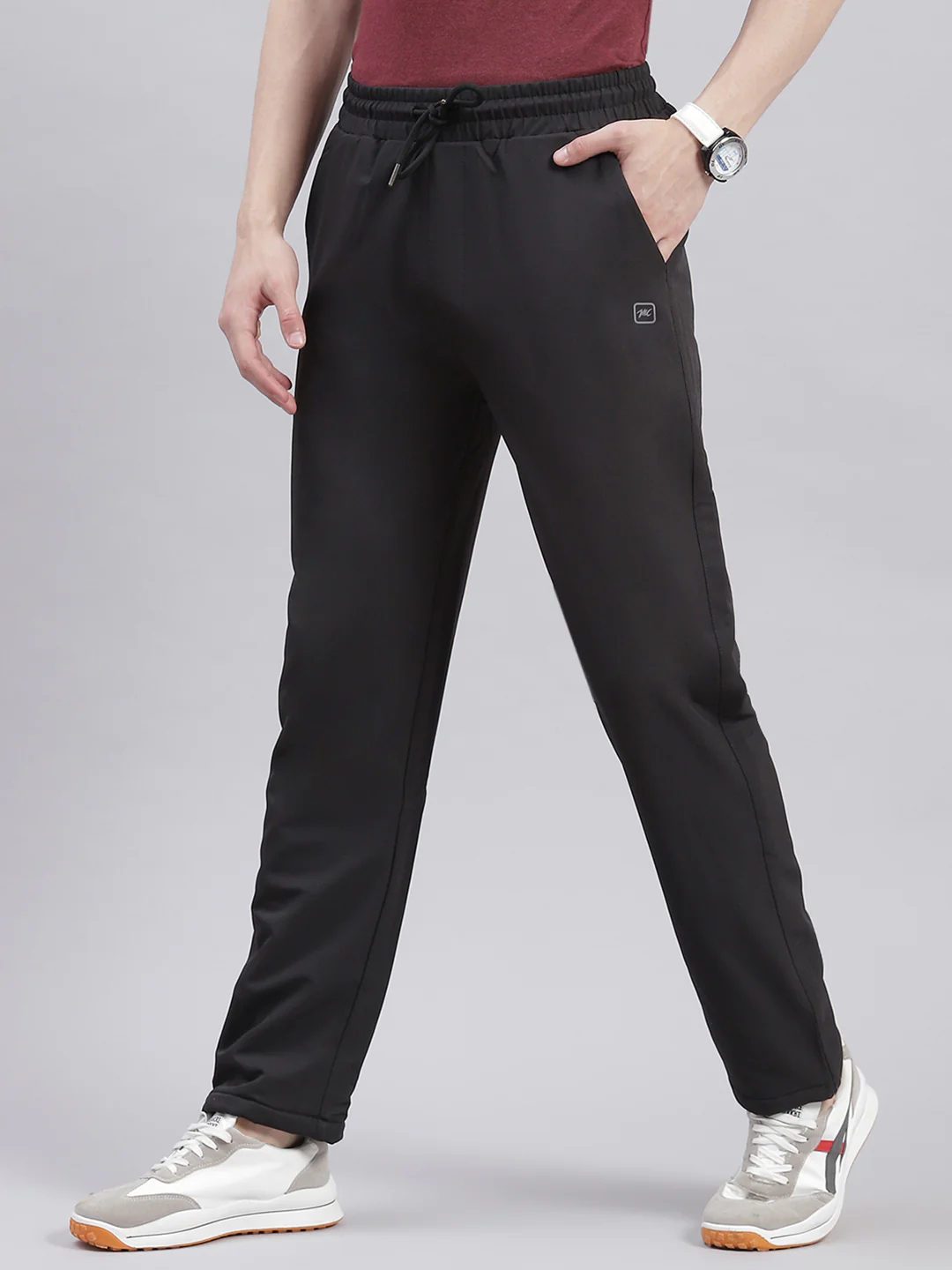 Men Black Solid Regular Fit Winter Lowers - Image 3