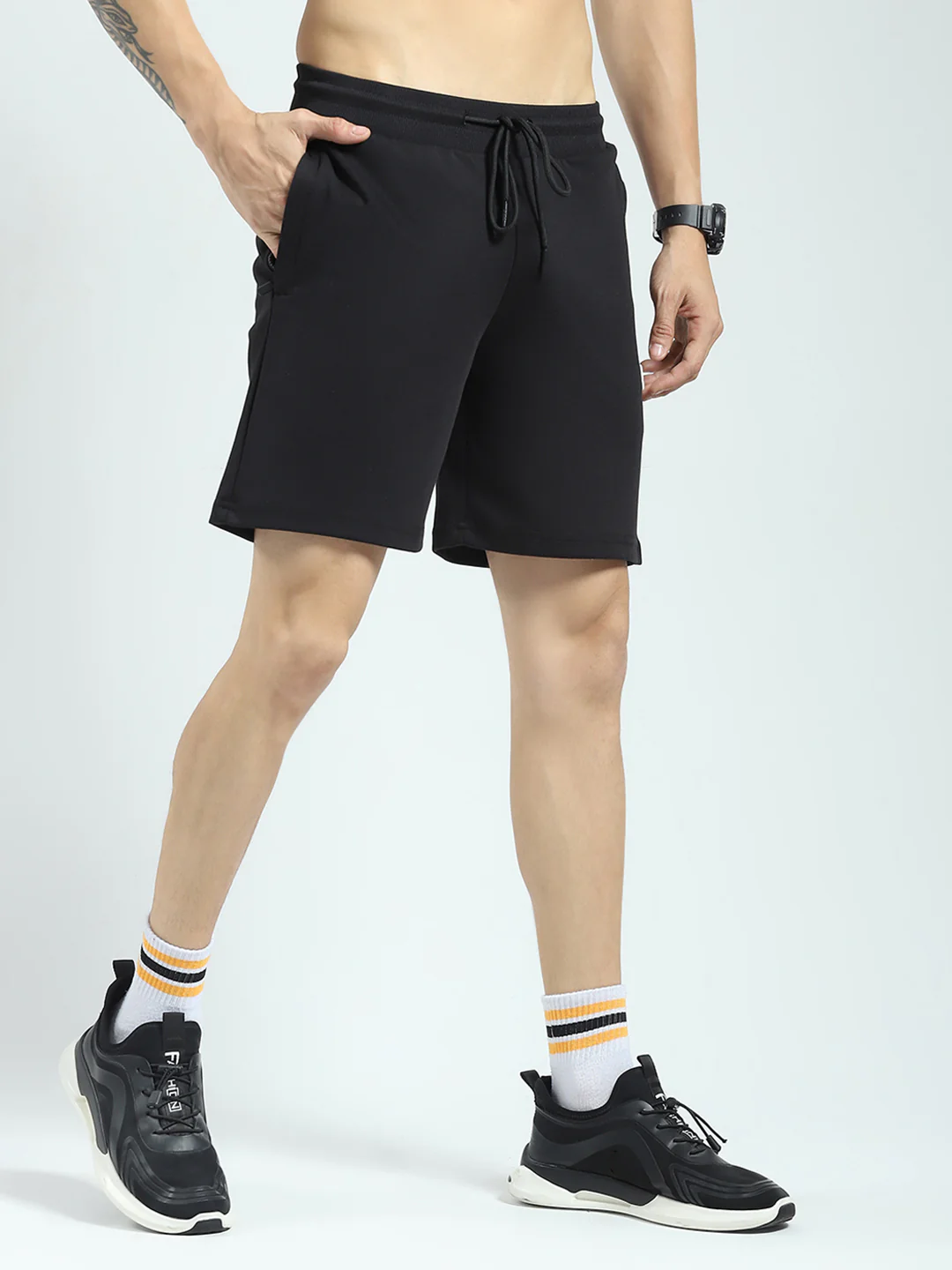 Rock.it Men Black Solid Regular Fit Shorts - Image 4