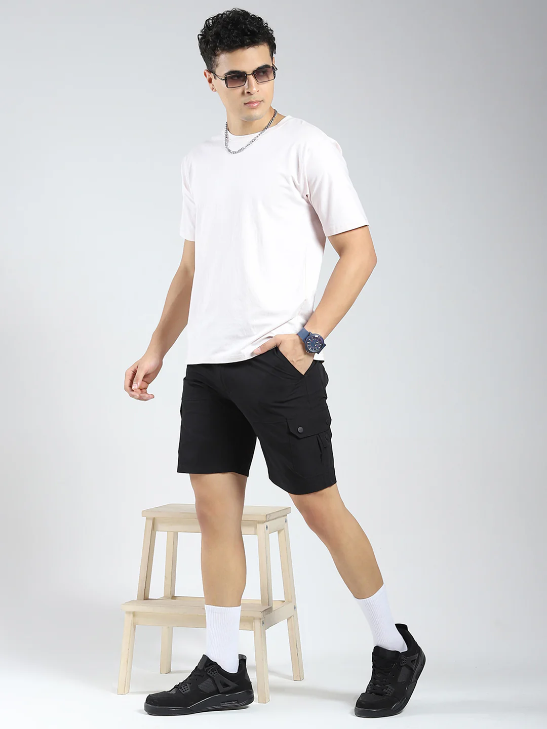 Rock.it Men Black Solid Regular Fit Shorts - Image 2