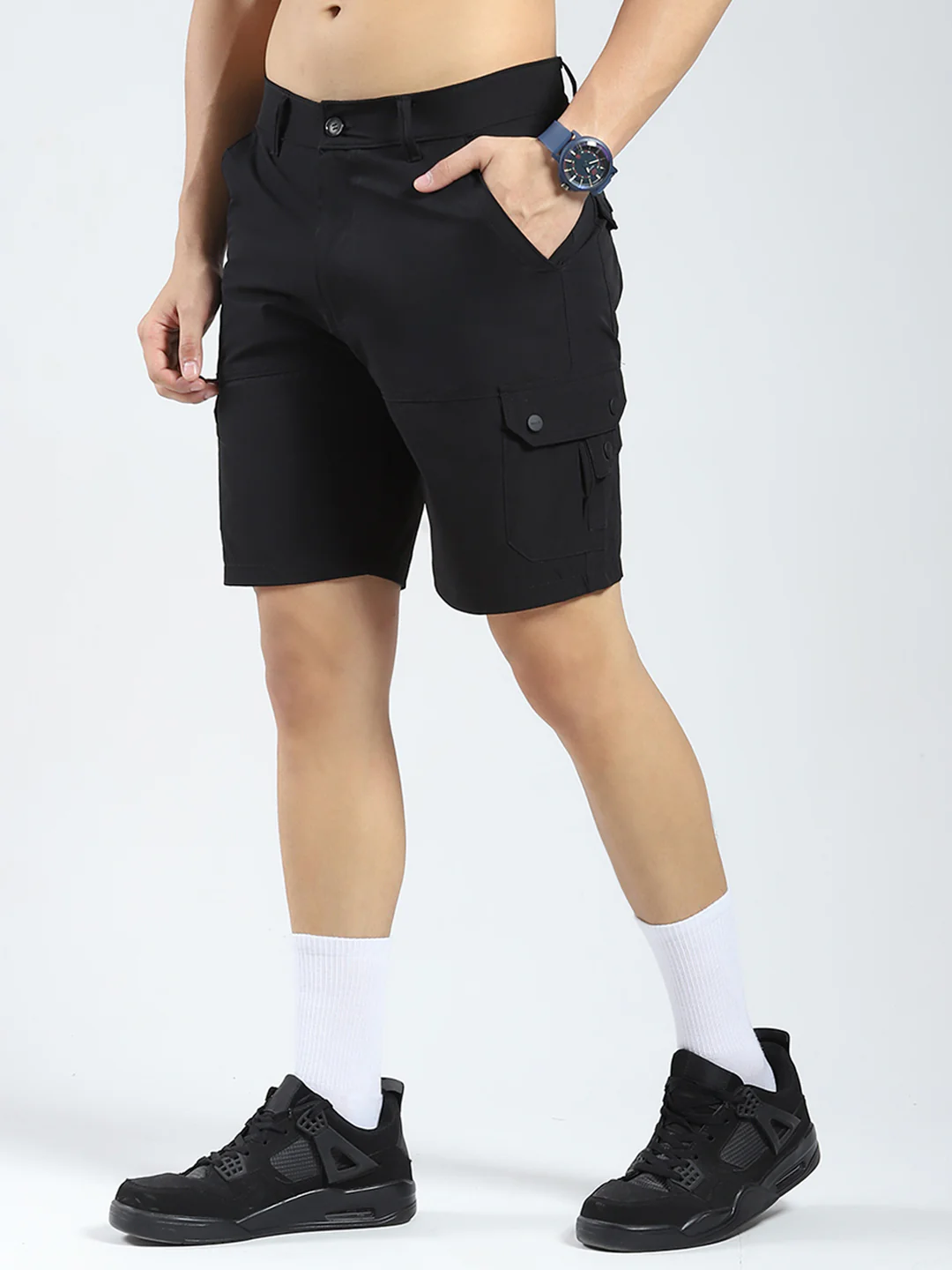 Rock.it Men Black Solid Regular Fit Shorts - Image 3