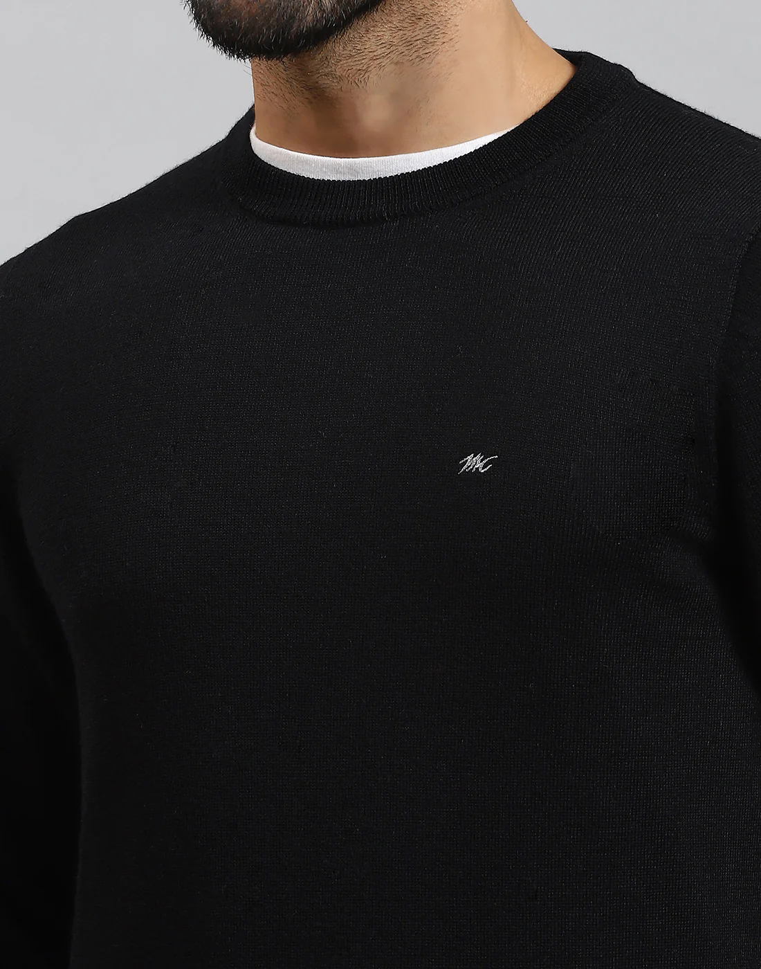 Men Black Solid Round Neck Full Sleeve Pullover - Image 6