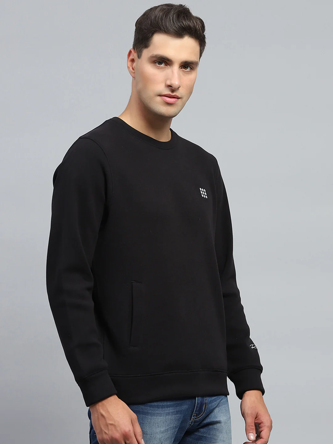 Rock.it Men Black Solid Round Neck Full Sleeve Sweatshirt - Image 4