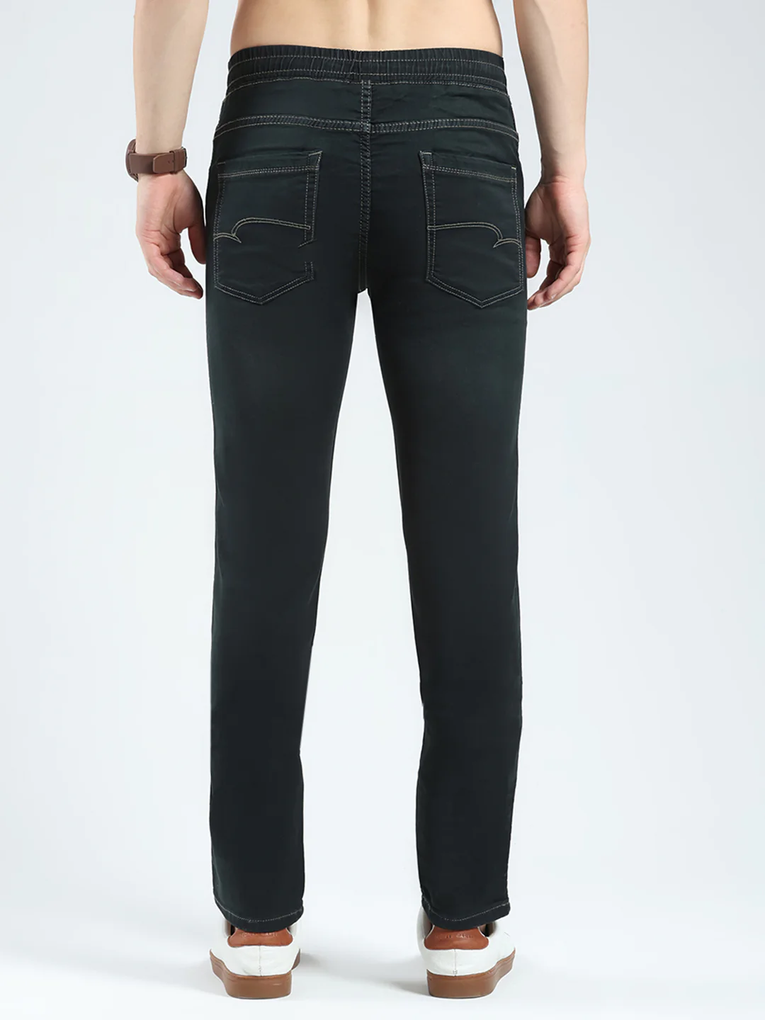 Men Black Solid Slim Fit Denim - Image 5