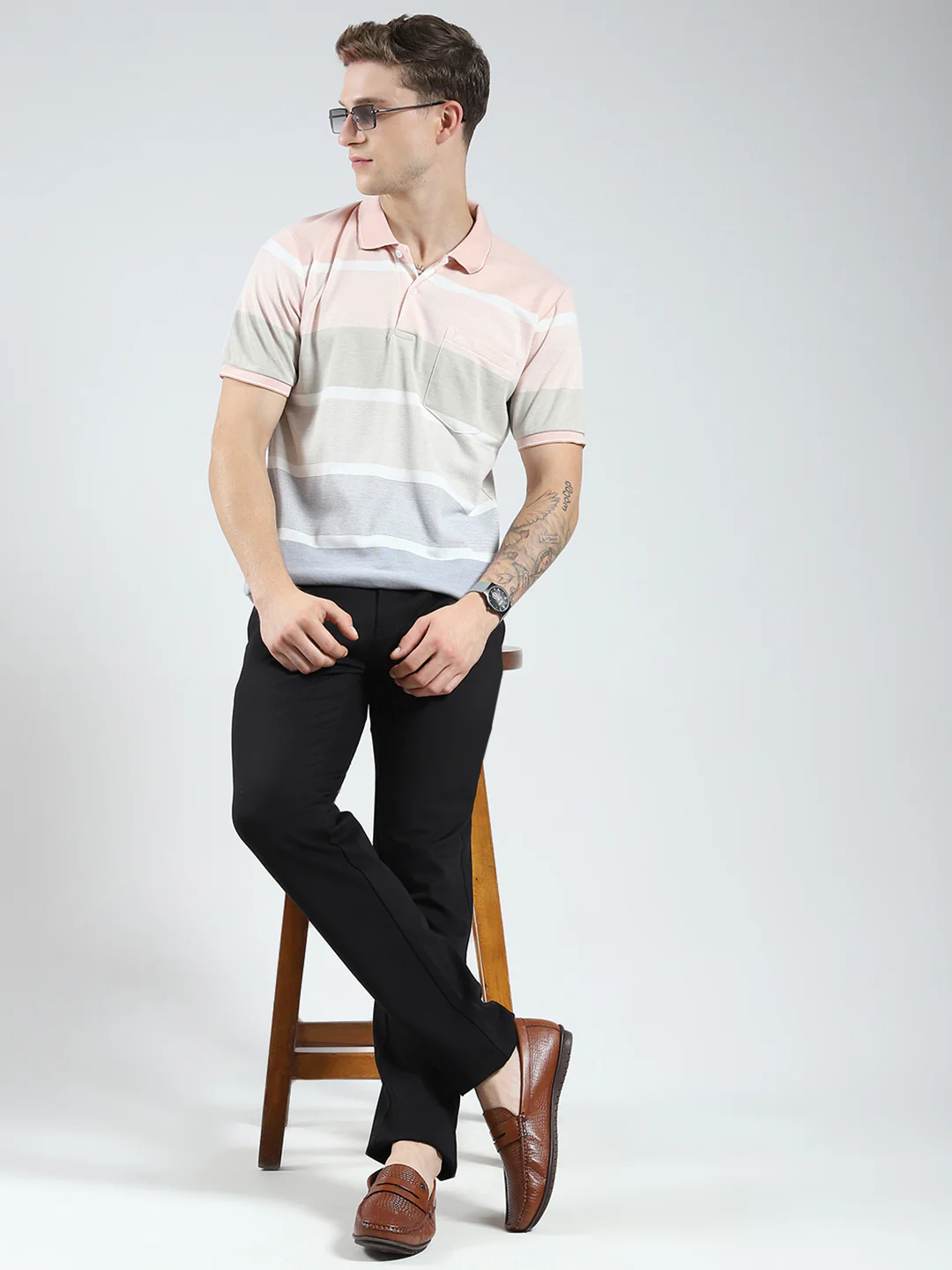 Men Black Solid Slim Fit Trouser - Image 2