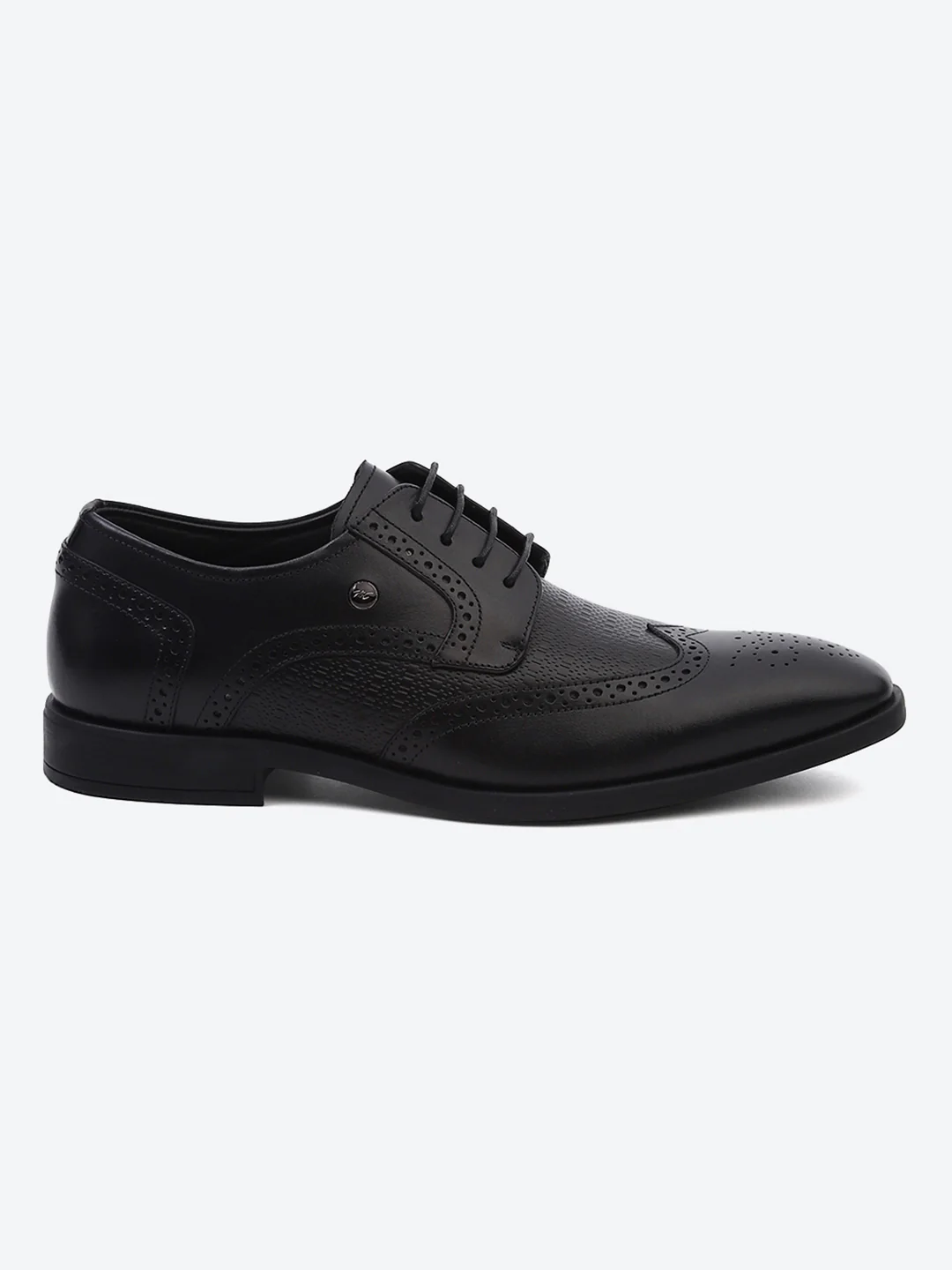Men Black Lace Up Genuine Leather Formal Brogues - Image 4