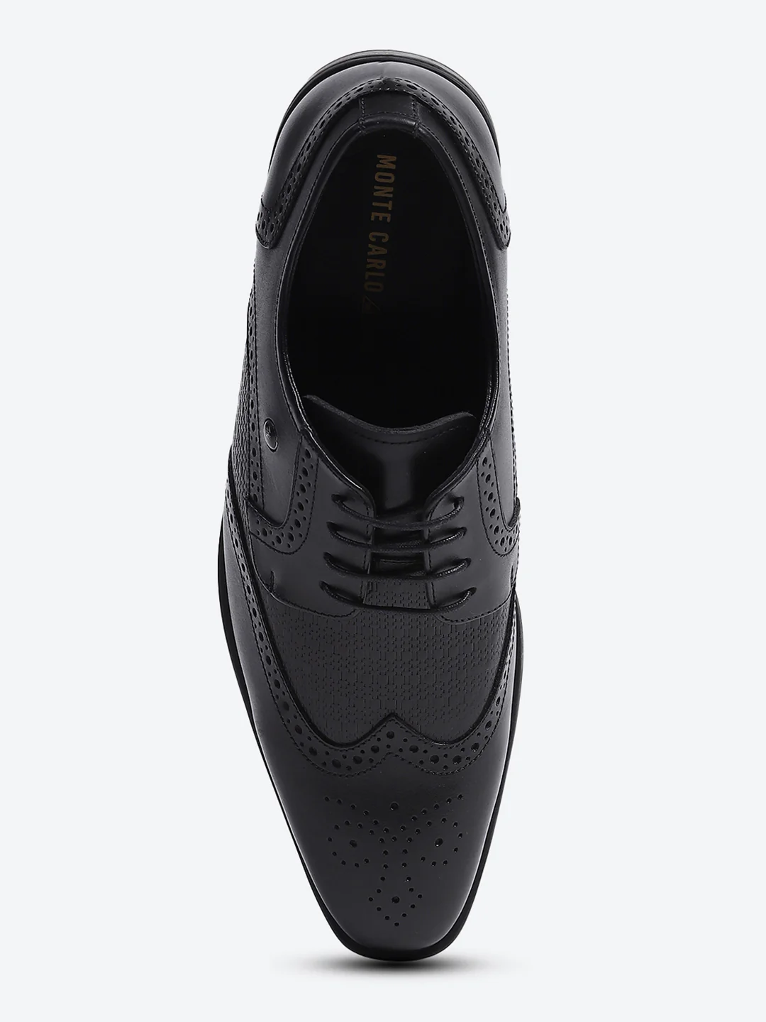 Men Black Lace Up Genuine Leather Formal Brogues - Image 5