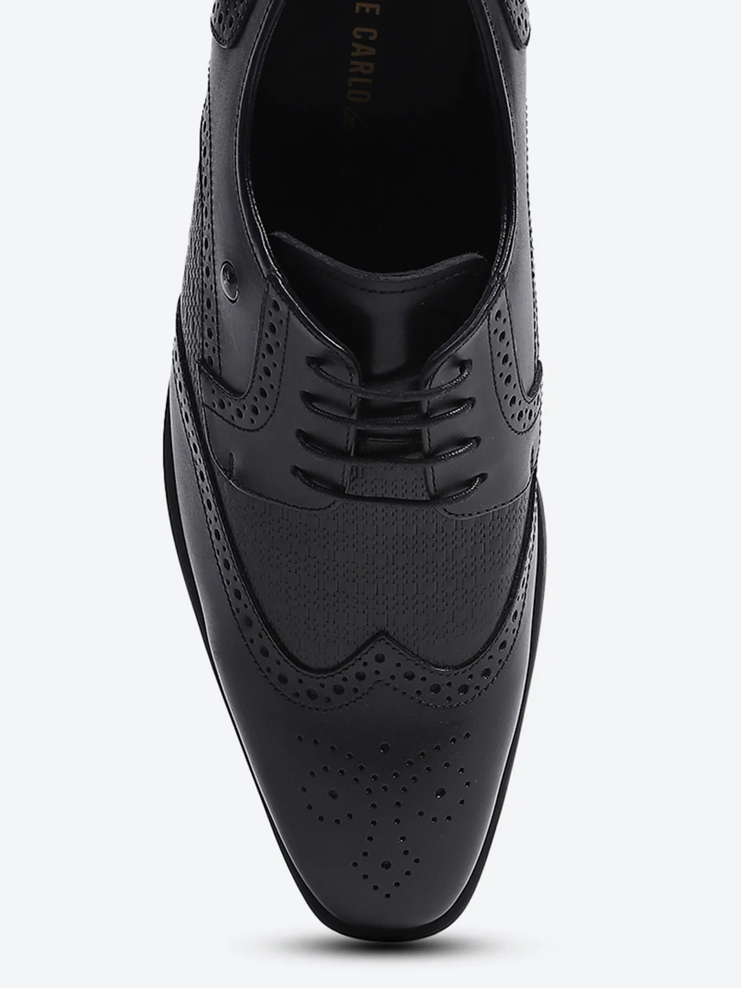 Men Black Lace Up Genuine Leather Formal Brogues - Image 6