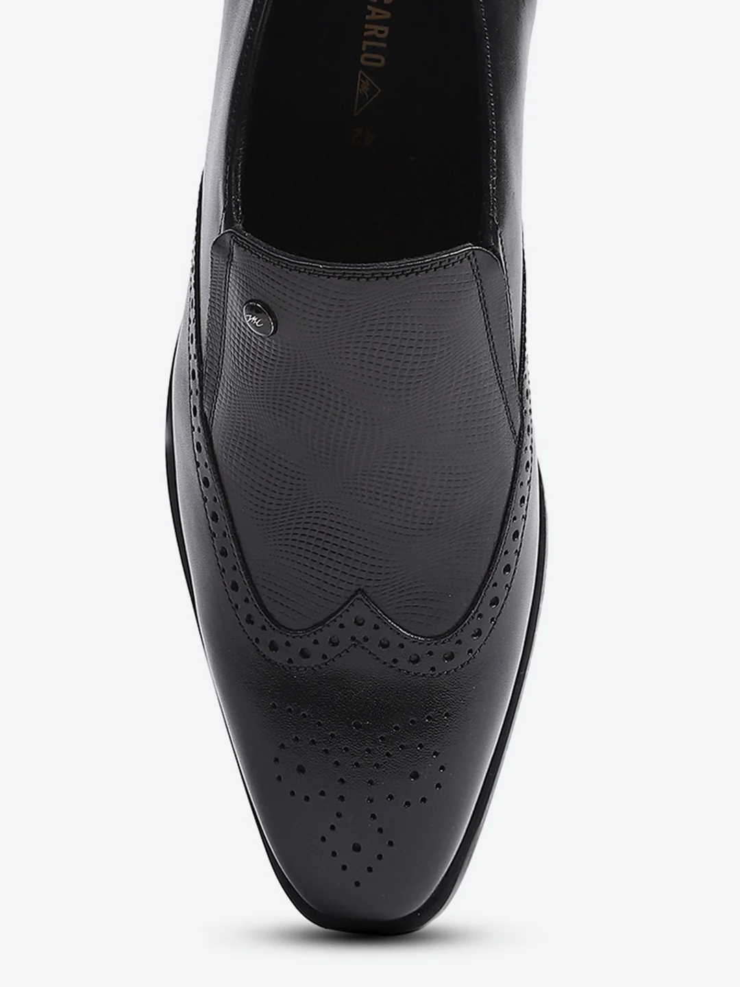 Men Black Solid Slip on Genuine Leather Formal Shoes - Image 6