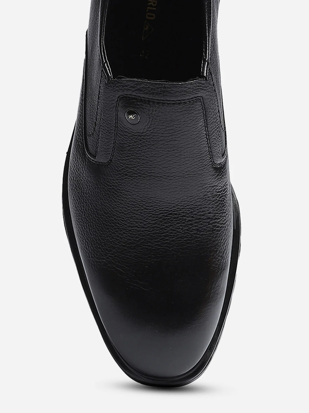 Men Black Solid Slip on Genuine Leather Formal Shoes - Image 6