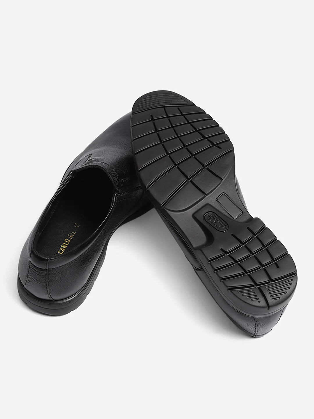 Men Black Solid Slip on Genuine Leather Formal Shoes - Image 7