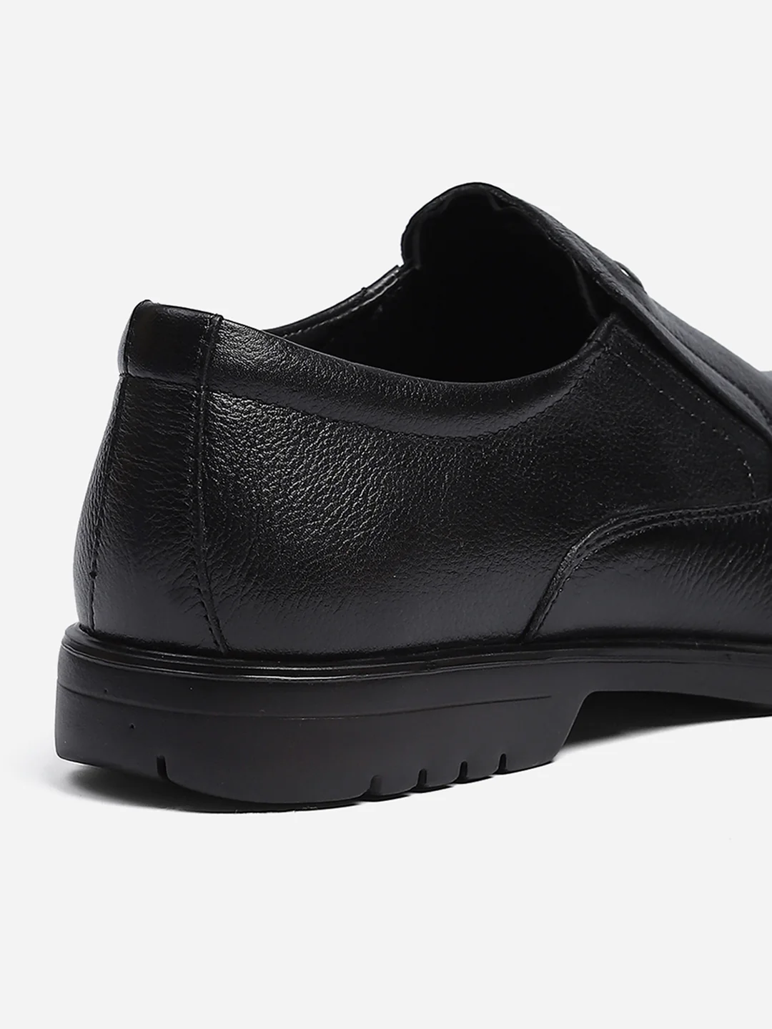 Men Black Solid Slip on Genuine Leather Formal Shoes - Image 8