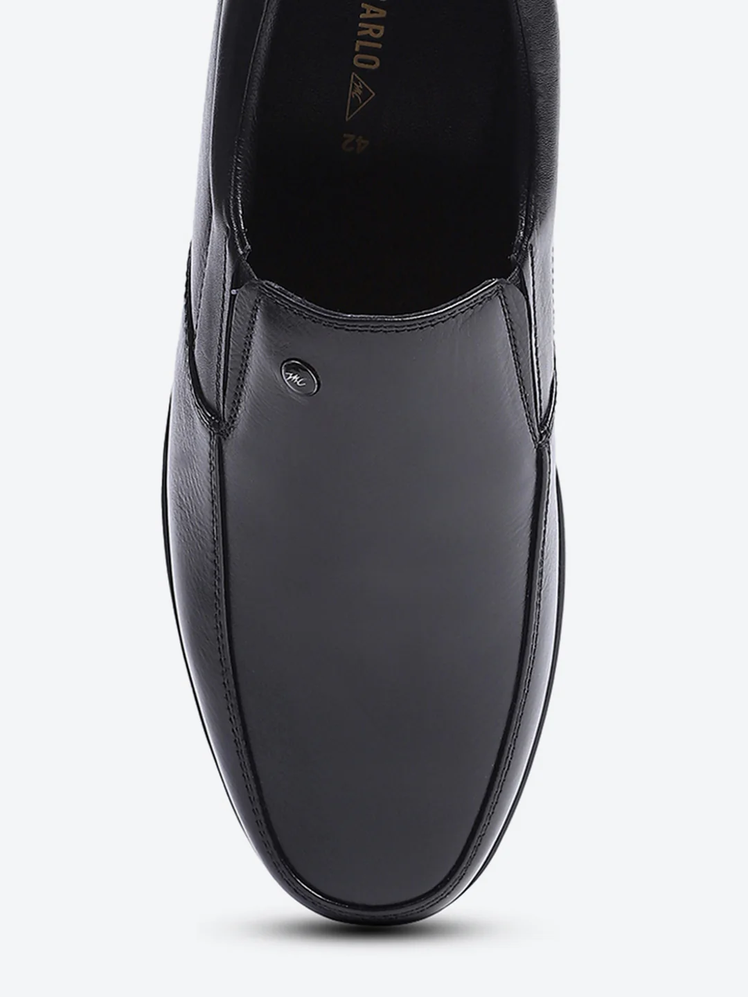 Men Black Solid Slip on Genuine Leather Square Toe Slip on Shoes - Image 6