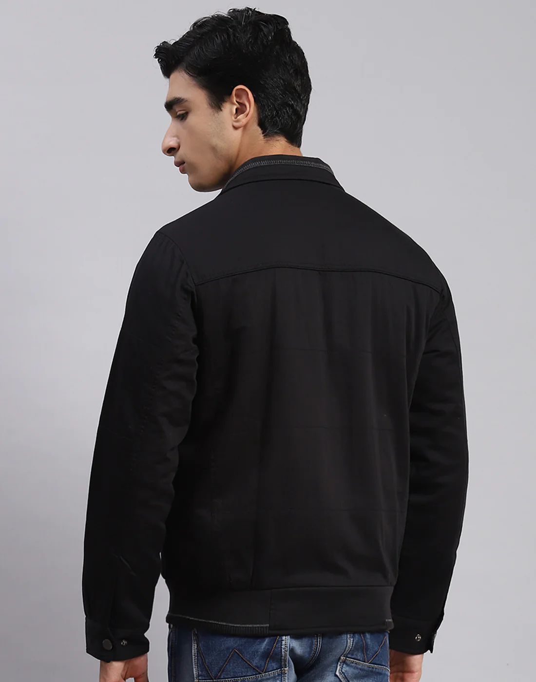Men Black Solid Spread Collar Full Sleeve Jackets - Image 6