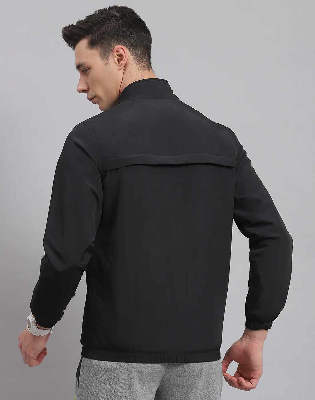 Rock.it Men Black Solid Stand Collar Full Sleeve Jacket - Image 6