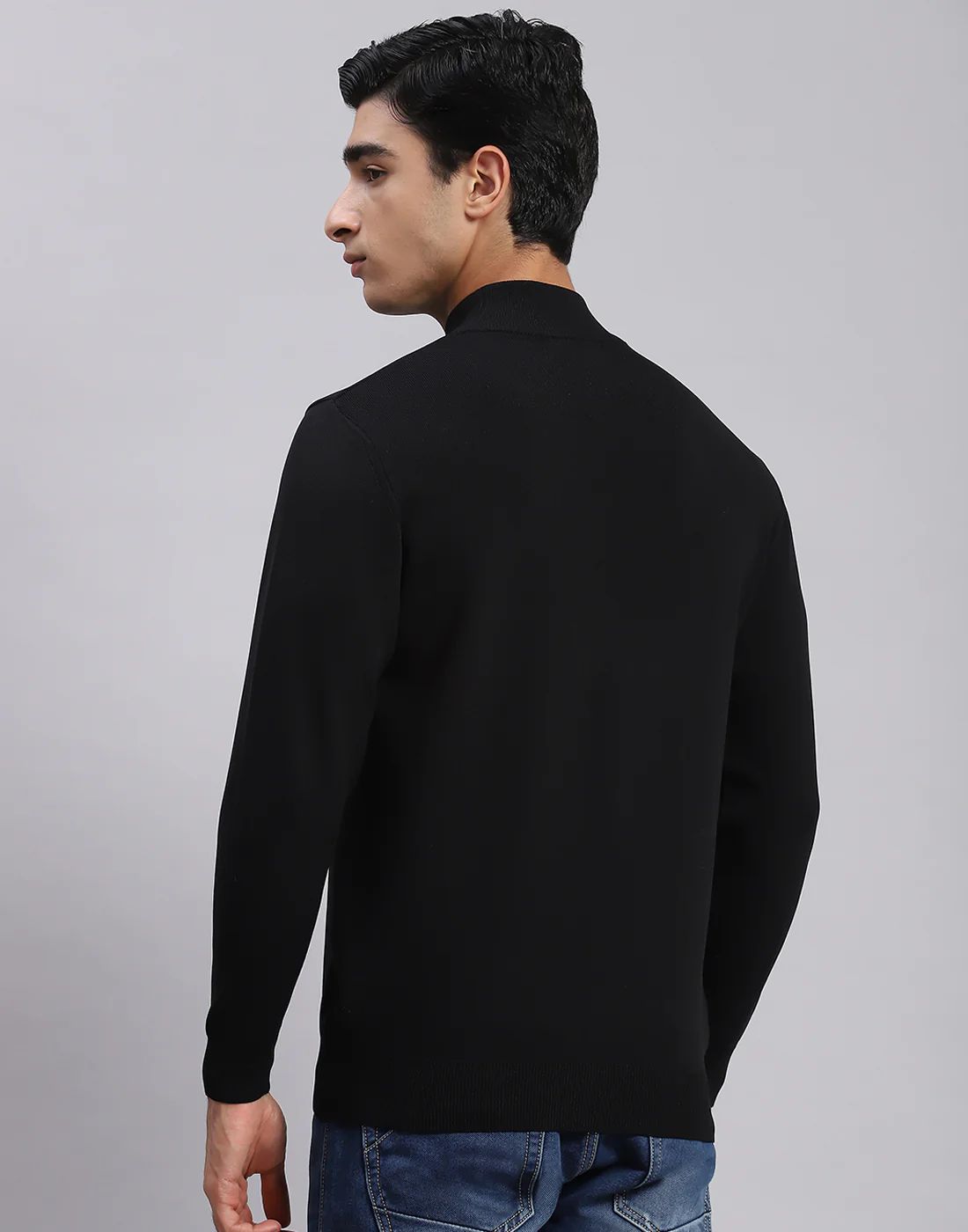 Men Black Solid T Neck Full Sleeve Sweaters/Pullovers - Image 5