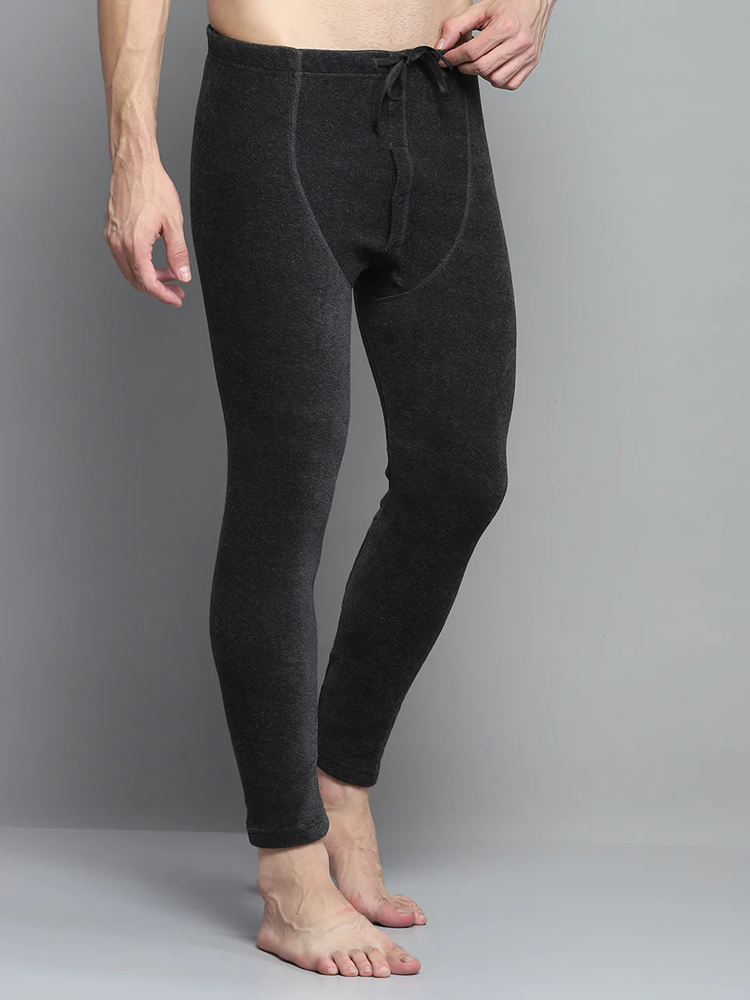 Men Black Solid Thermal Lower - Image 4