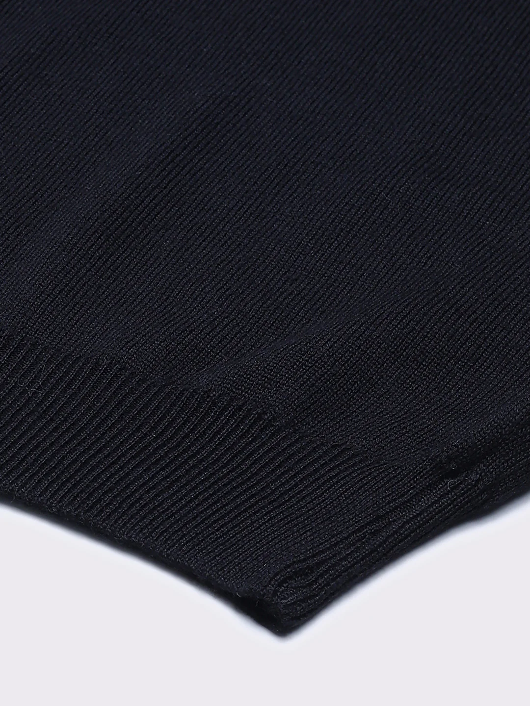 Men Black Solid V Neck Full Sleeve Pullover - Image 8