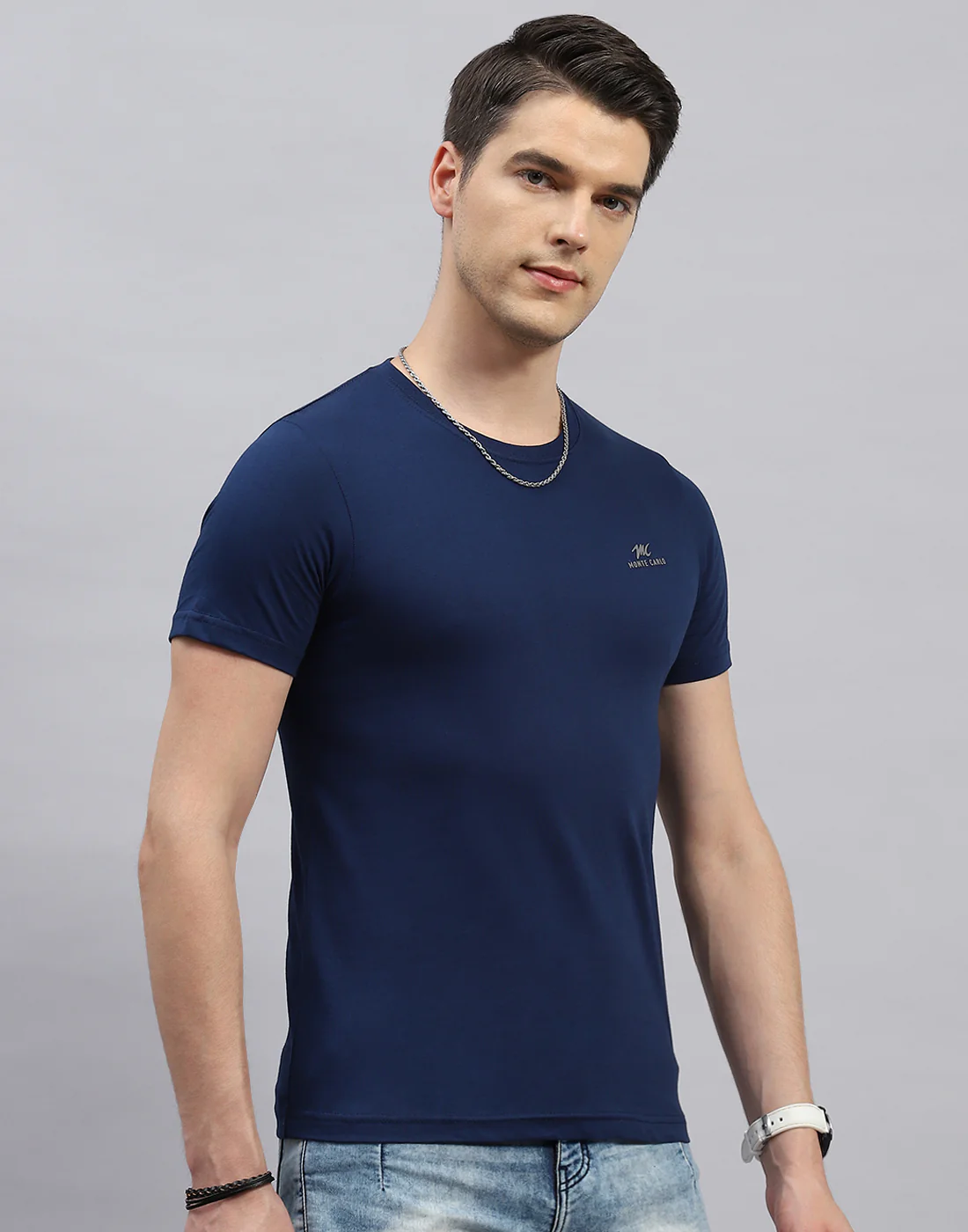 Men Blue, Black & Yellow Solid Round Neck Half Sleeve T-Shirt (Pack of 3) - Image 5