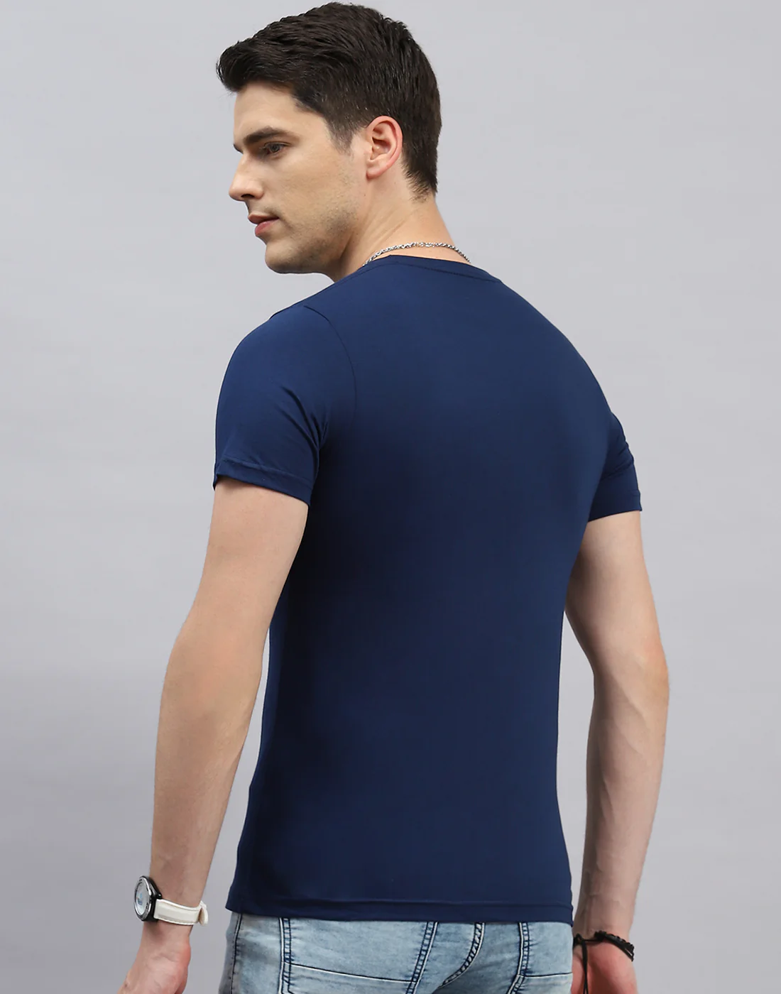 Men Blue, Black & Yellow Solid Round Neck Half Sleeve T-Shirt (Pack of 3) - Image 6