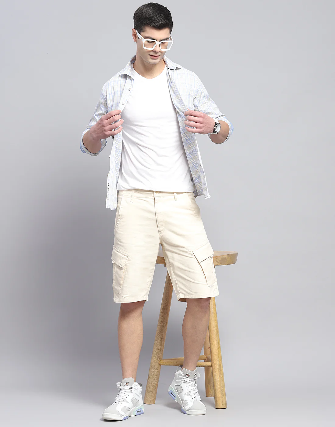 Men Blue Check Collar Full Sleeve Shirt - Image 2